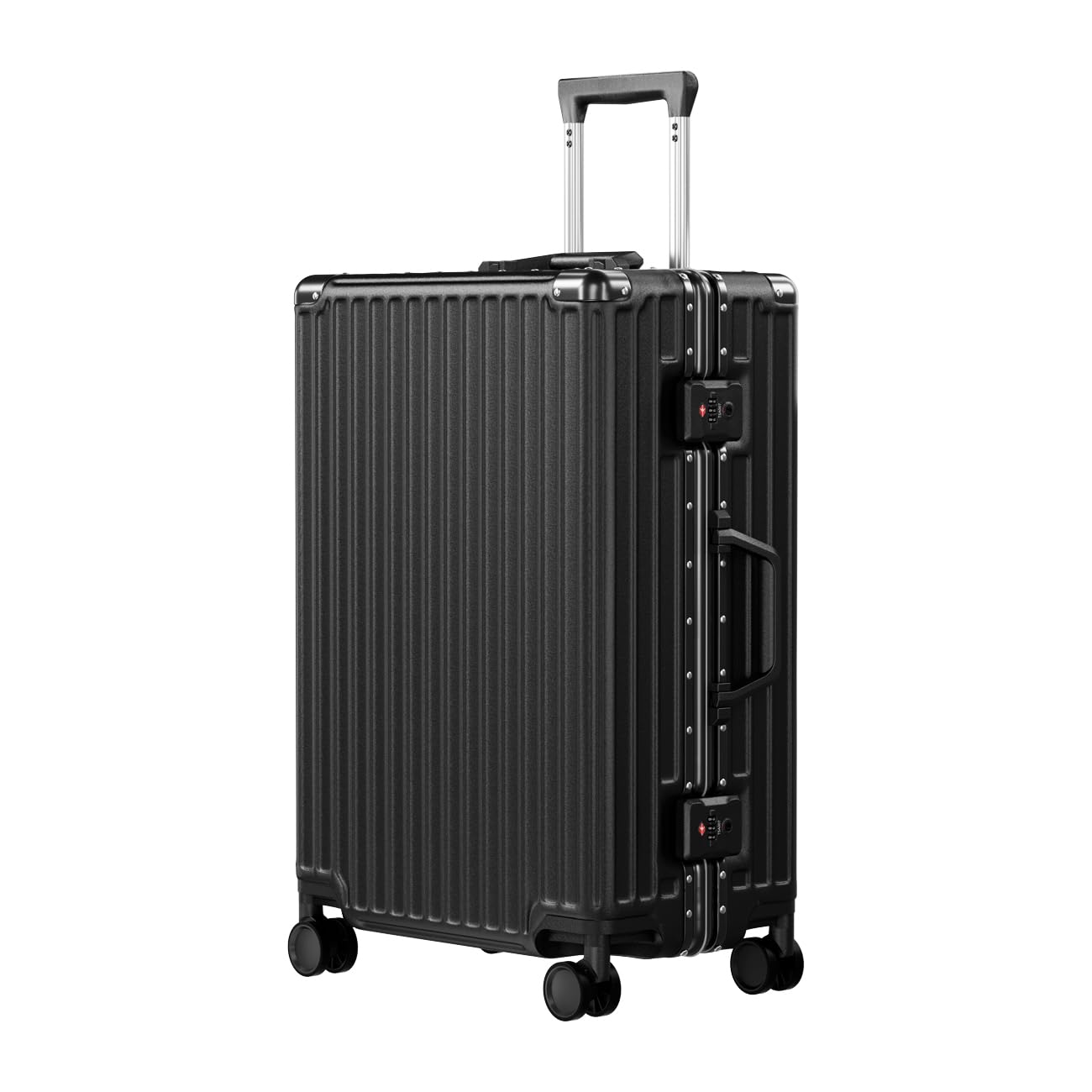 AnyZip Luggage Aluminium Frame Suitcase Hard Shell TSA Lock No Zipper 28In Black