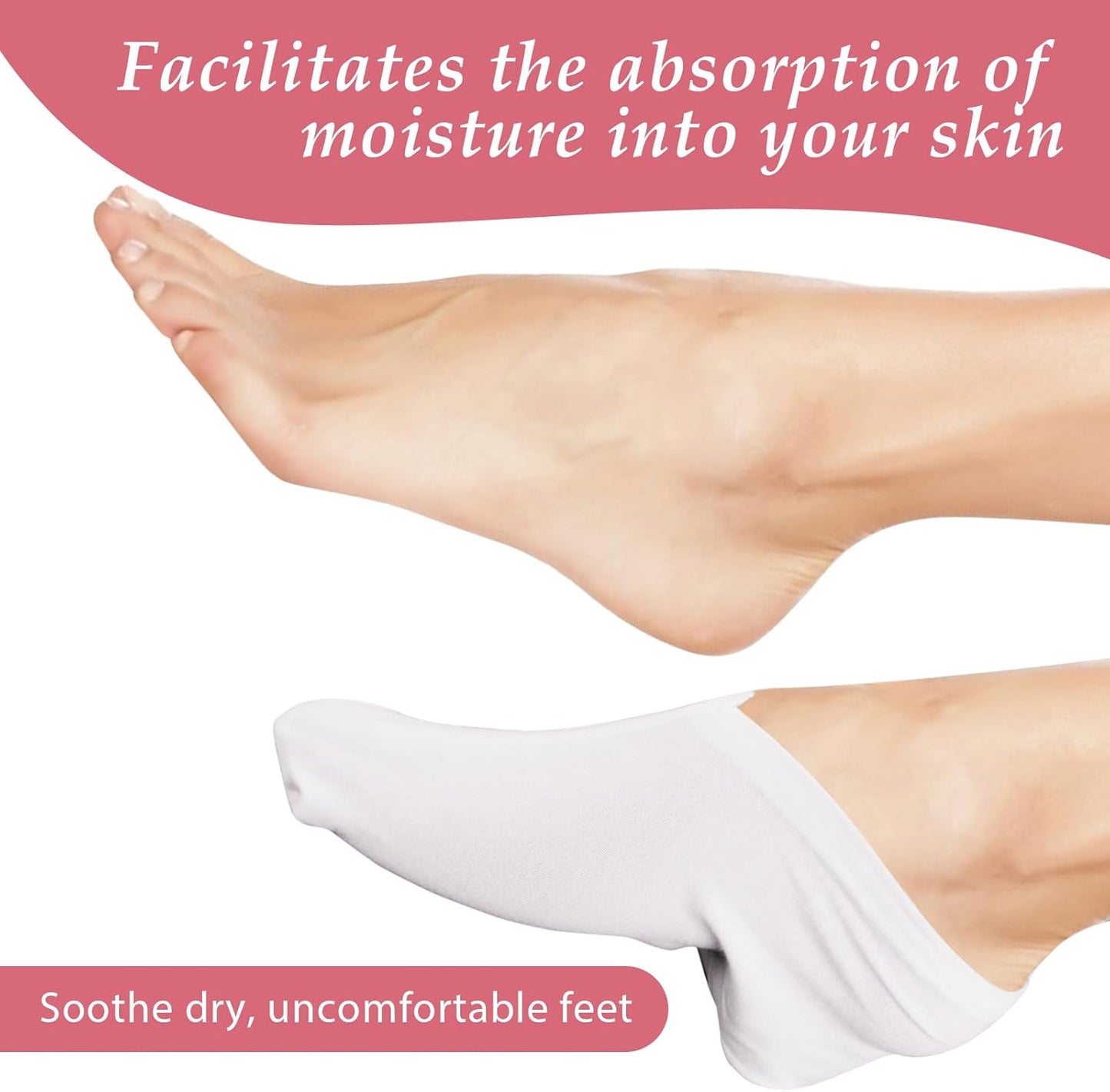 4 Pairs Moisturizing Socks Overnight, Lotion Socks for Dry Feet, Cotton Moisture Enhancing Socks, Soft Spa Absorbing Socks for Foot Care, Cosmetic Therapy Socks for Women and Men