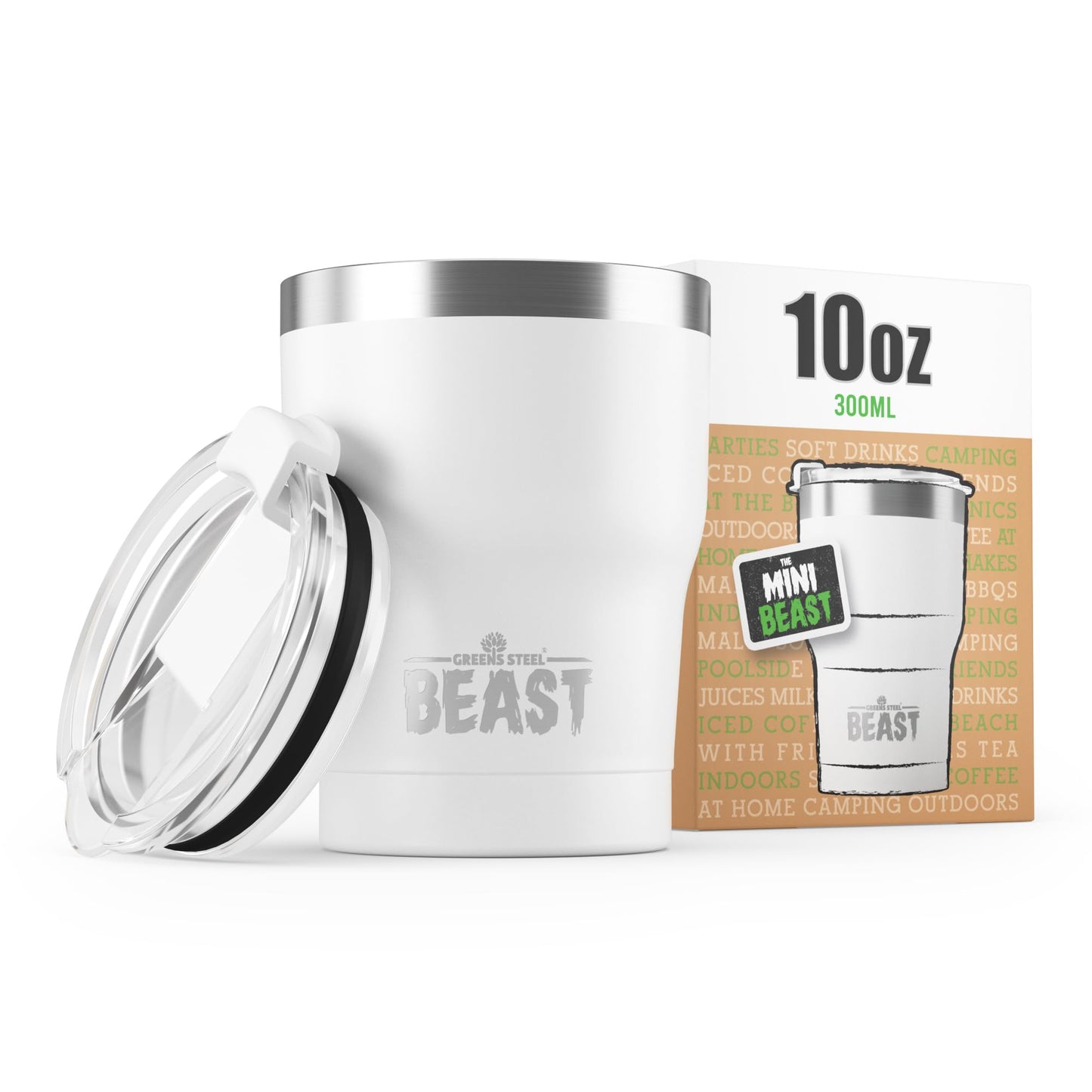 Beast 50 oz Tumbler Stainless Steel Vacuum Insulated Coffee Ice Cup Double Wall Travel Flask (Arctic White)