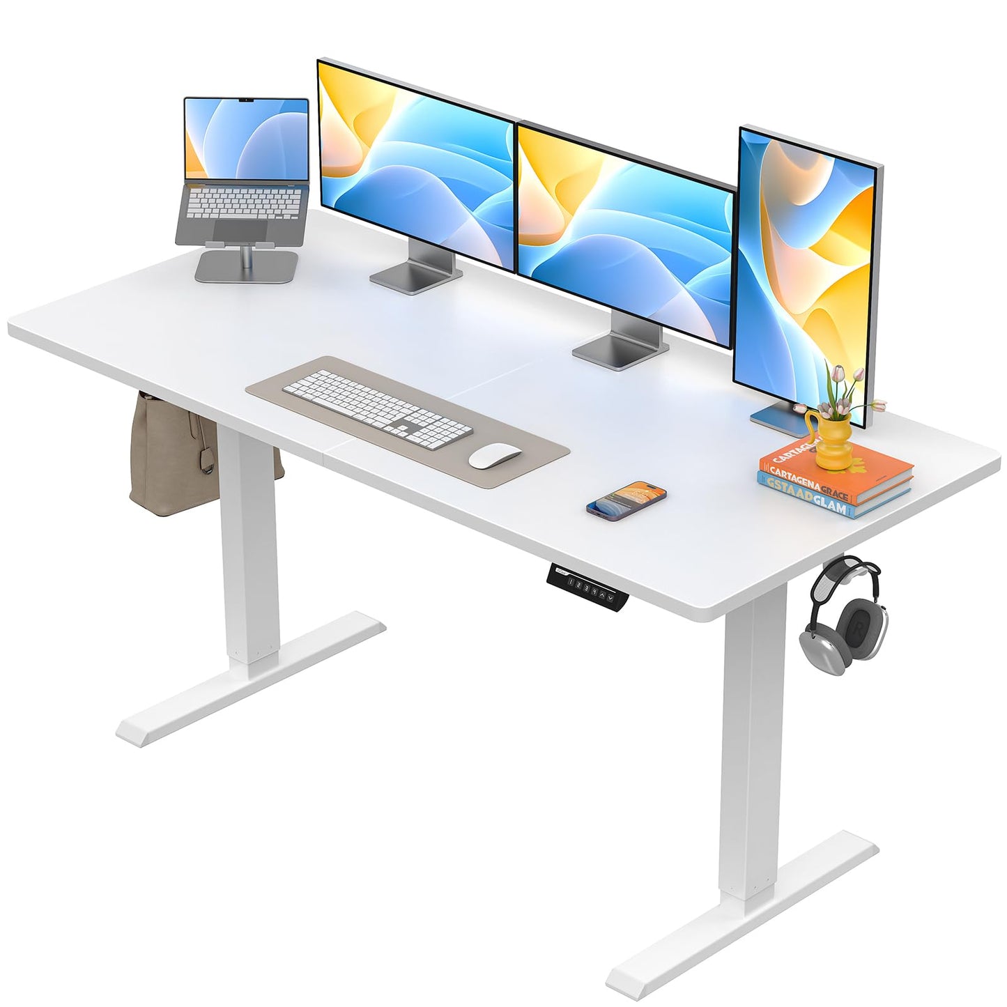 ErGear Electric Standing Desk, 48 x 24 inch Height Adjustable Sit Stand Up Desk, Computer Home Office Desk with 4 Memory Height Buttons, Two Pieces Desktop, Vintage Brown, EGESD110V