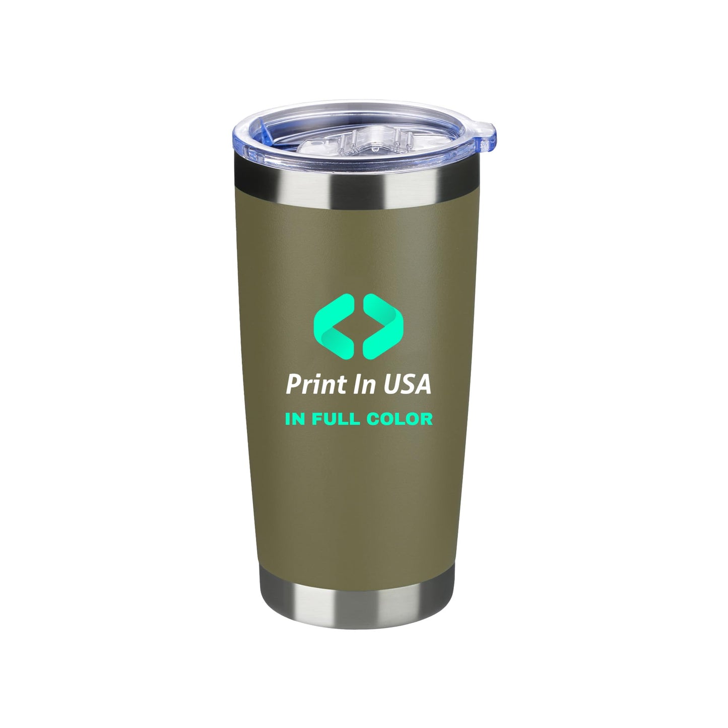 Personalized Custom Print in USA Tumbler 20oz Stainless Steel Double Wall Coffee Cup with Lid & Straw Insulated Tumbler with Colorful Text Logo Photo