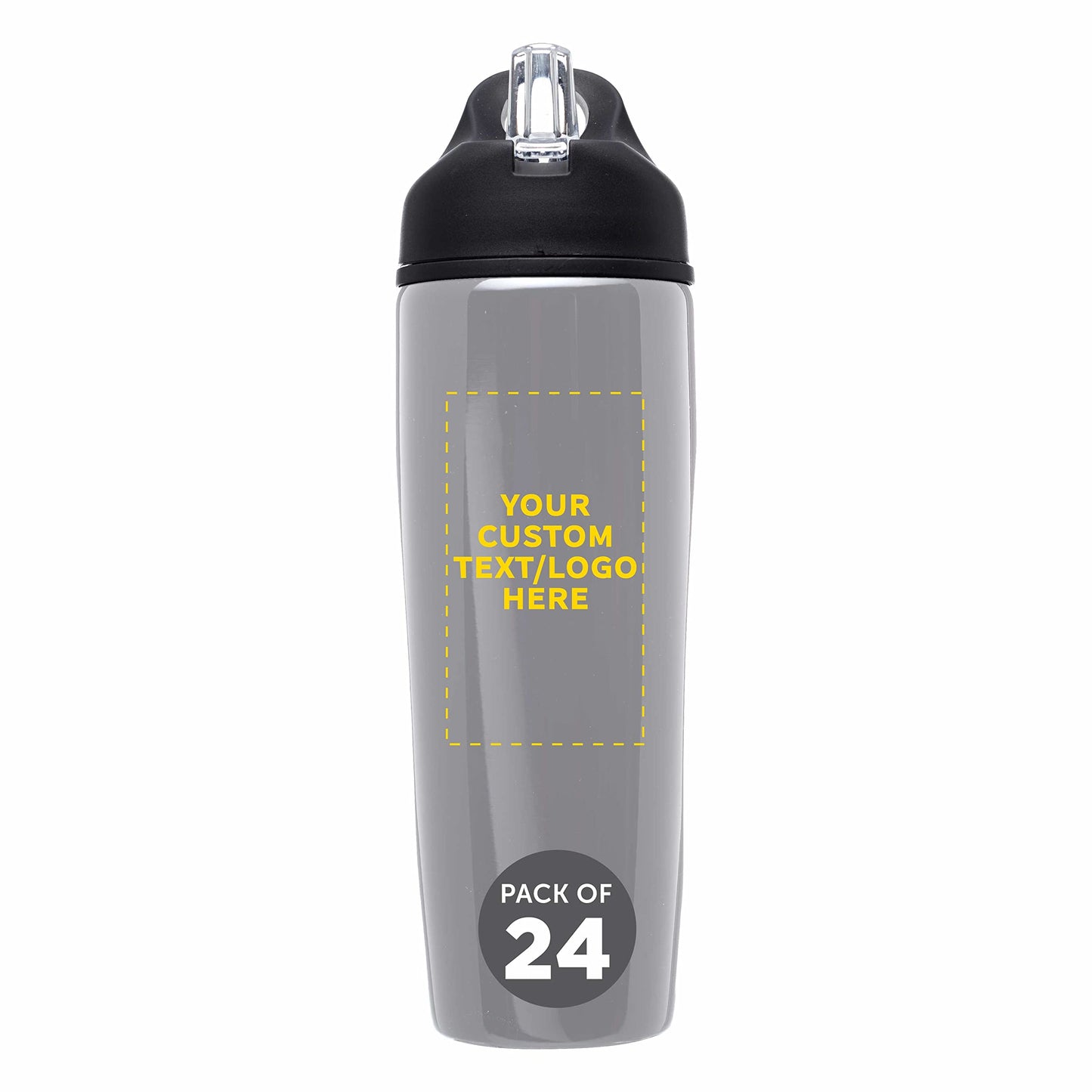 DISCOUNT PROMOS Custom Stainless Steel Water Bottle, 24 pack, Personalized Text, Logo, 28.5 oz Metal Sports Bottles with Flip Top, Easy Carrying, Red