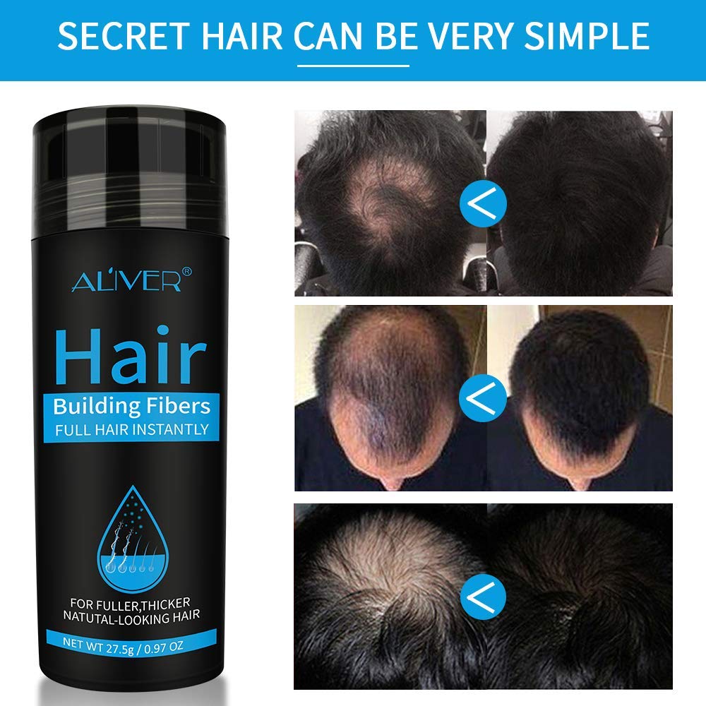 Aliver Hair Fibers for Thinning Hair Dark Brown - Undetectable Natural Formula - Thicker Fuller Hair in 15 Seconds - Conceals Hair Loss & Look Younger - Designed for Men & Women,0.97Oz