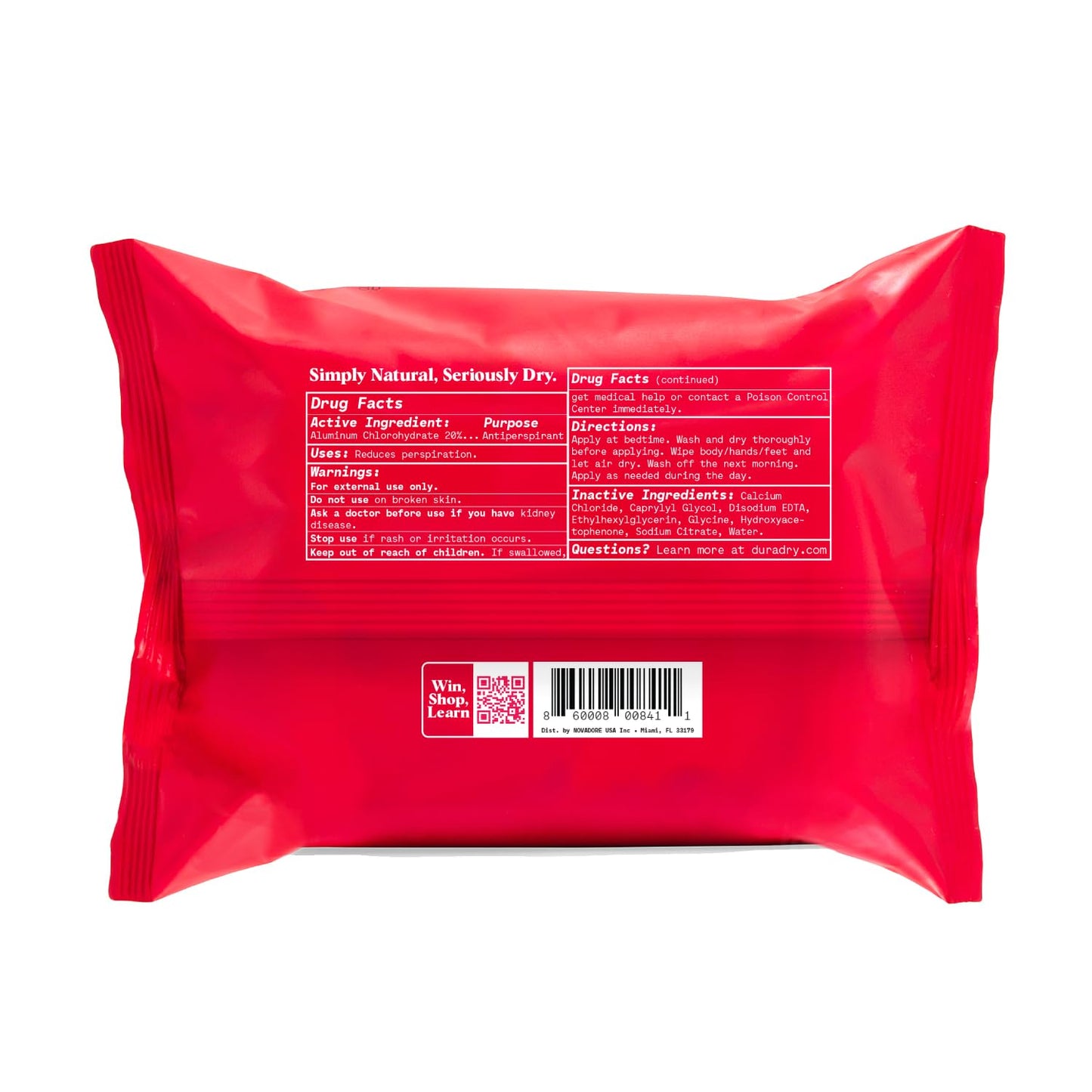 Whole Body Antiperspirant Wipes - Anti-Sweat Wipes for Body, Hands and Feet, Neutralizes Odor and Excessive Sweating, Quick-Drying and Travel-Friendly - Unscented, Pack of 1
