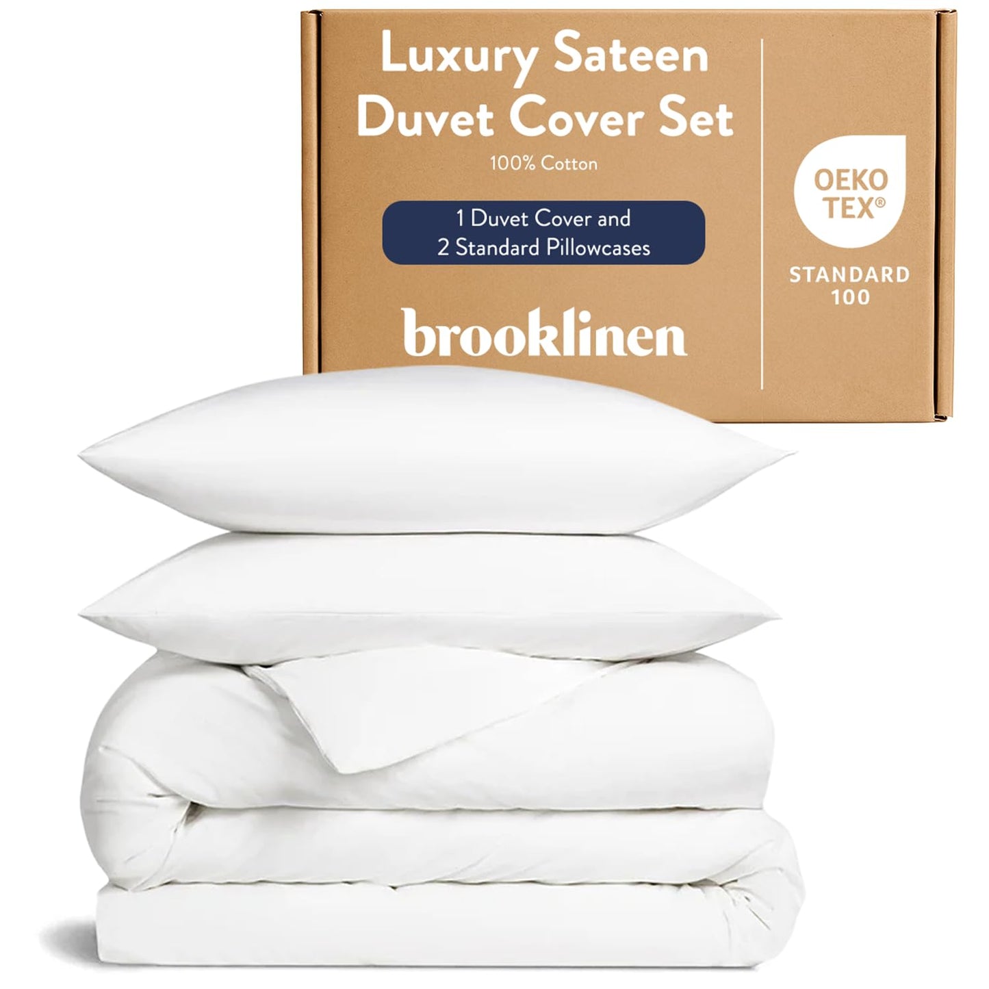 Brooklinen Luxury Sateen Duvet Cover - 100% Cotton, Full/Queen Size in White with Extra-Long Corner Ties and Button Closure | Best Luxury Sheets