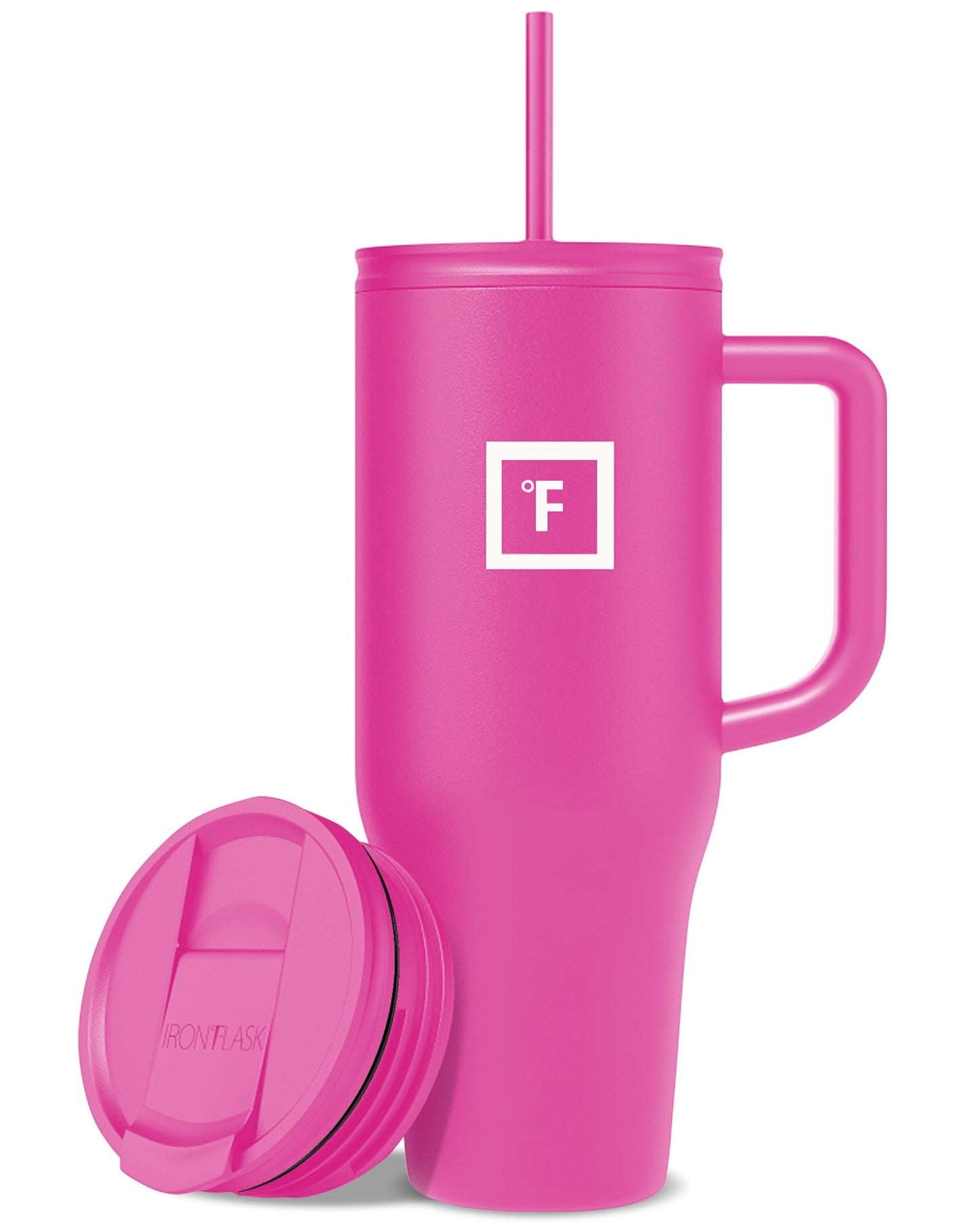 IRON °FLASK Co-Pilot Insulated Mug w/Straw & Flip Cap Lids - Cup Holder Bottle for Hot, Cold Drink - Leak-Proof - Water, Coffee Portable Travel Mug - Aurora, 32 Oz