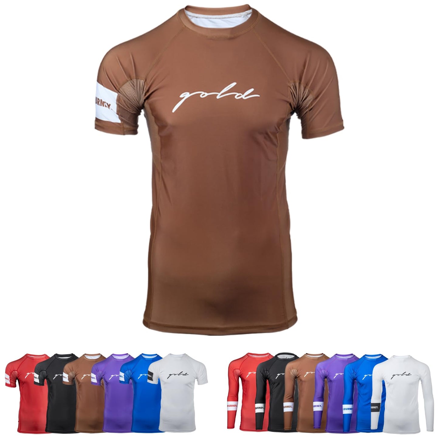 Gold BJJ Foundation Rash Guard - Ranked No-Gi and Gi Jiu Jitsu Rashguard
