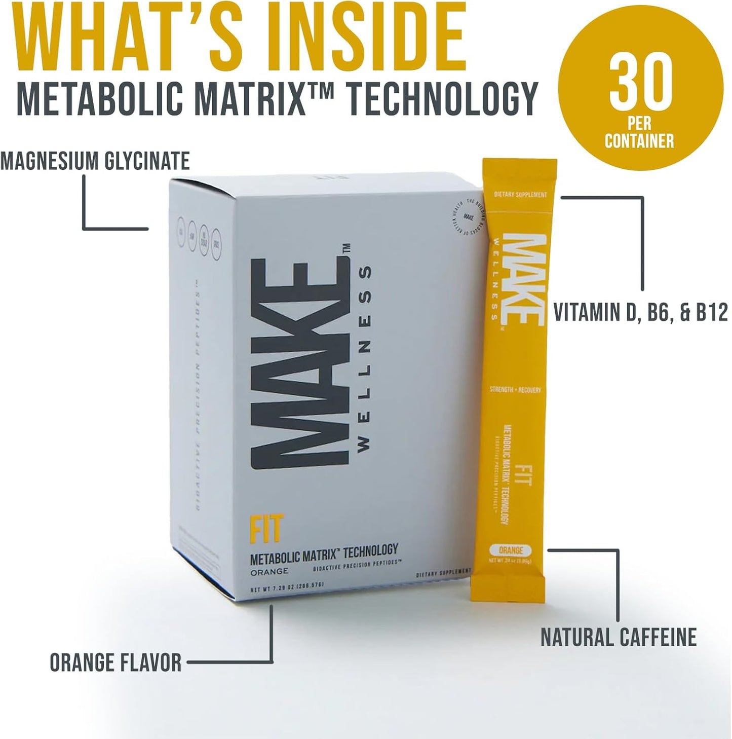 FIT Peptides | 30 Sachets | Supports Muscle Recovery & Tone | Vitamin D3 & Magnesium Glycinate | Natural Orange Flavor
