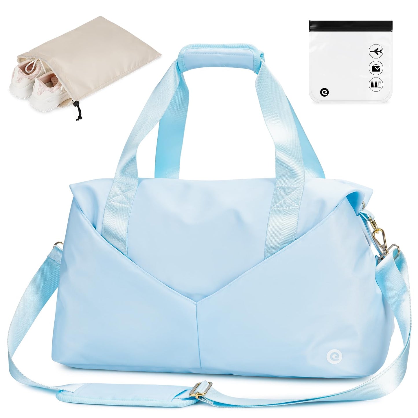 Ceneda 20" Gym Duffel Bag with Wet Pocket Shoes Compartment Portable Overnight Weekender Bag Travel bag Yoga Bag for Women (Celadon)