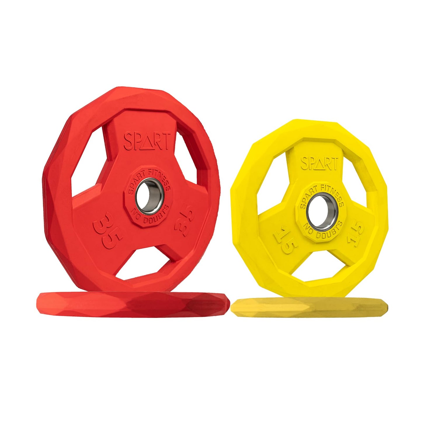 SPART Color Coded Weight Plate 2-Inch Rubber Coated Olympic Grip Plate for Barbell, Solid Cast Iron Weight Plates for Strength Training, Weightlifting, Crossfit, Home Gym, 2.5LB/5LB/10LB/25LB/35LB/45LB, Pair