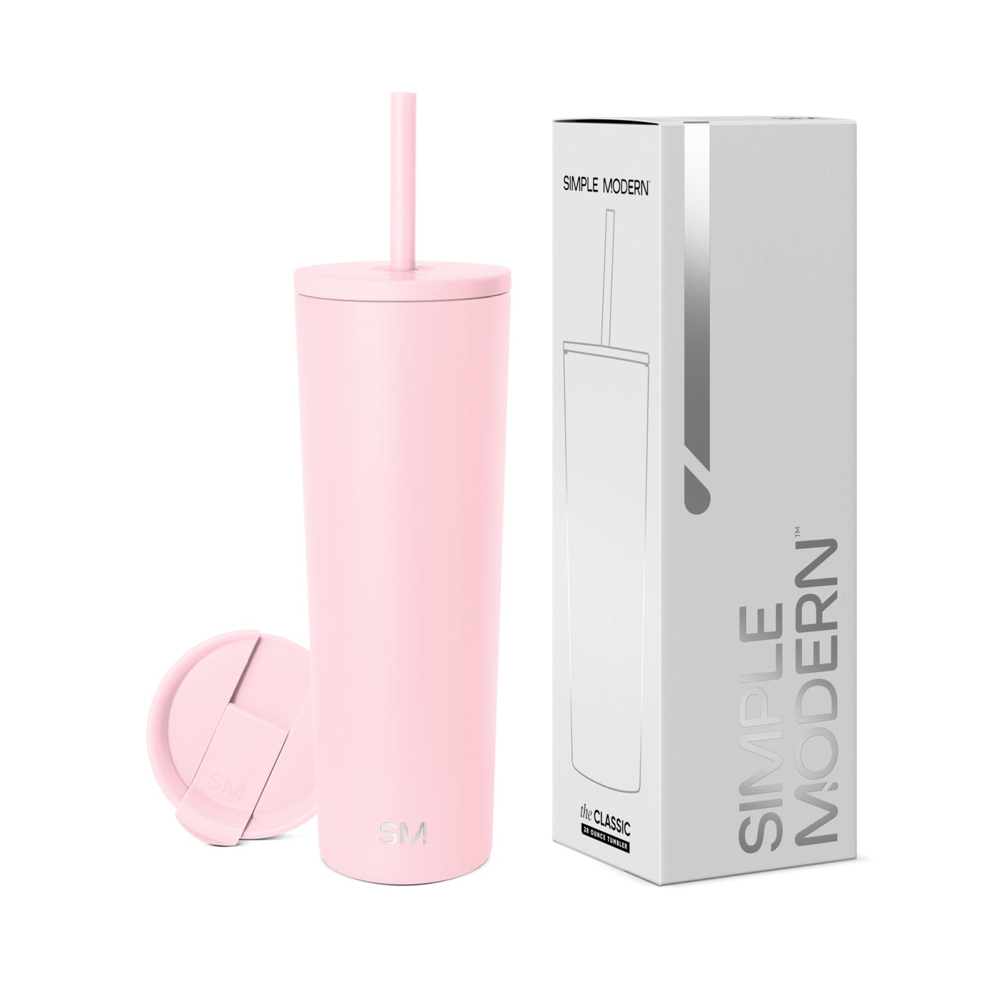 Simple Modern Insulated Tumbler with Lid and Straw | Iced Coffee Cup Reusable Stainless Steel Water Bottle Travel Mug | Gifts for Women Men Her Him | Classic Collection | 24oz | Midnight Black