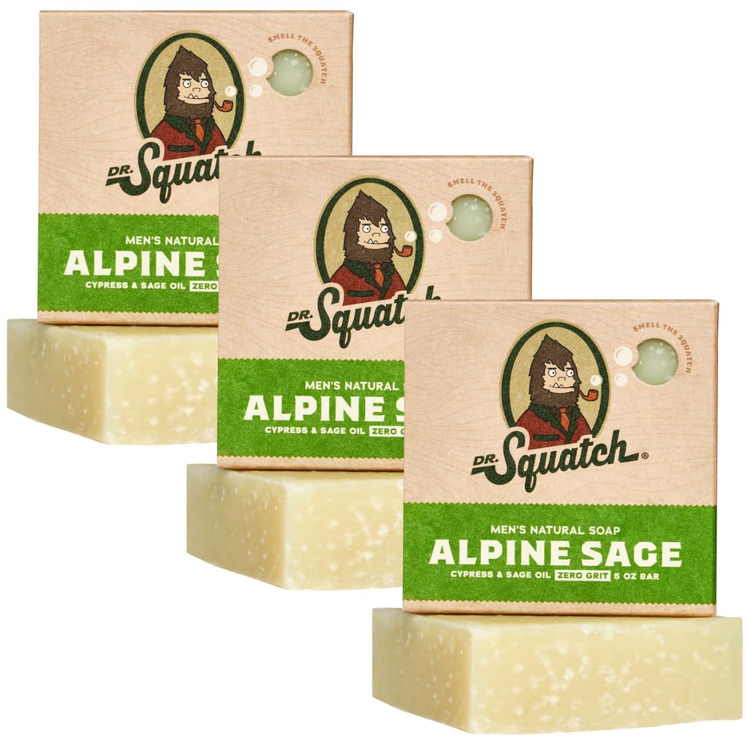 Dr. Squatch Natural Bar Soap for Men - Cold Process Soap with No Harsh Chemicals - Coastal Mist (5 oz, 3-Pack)