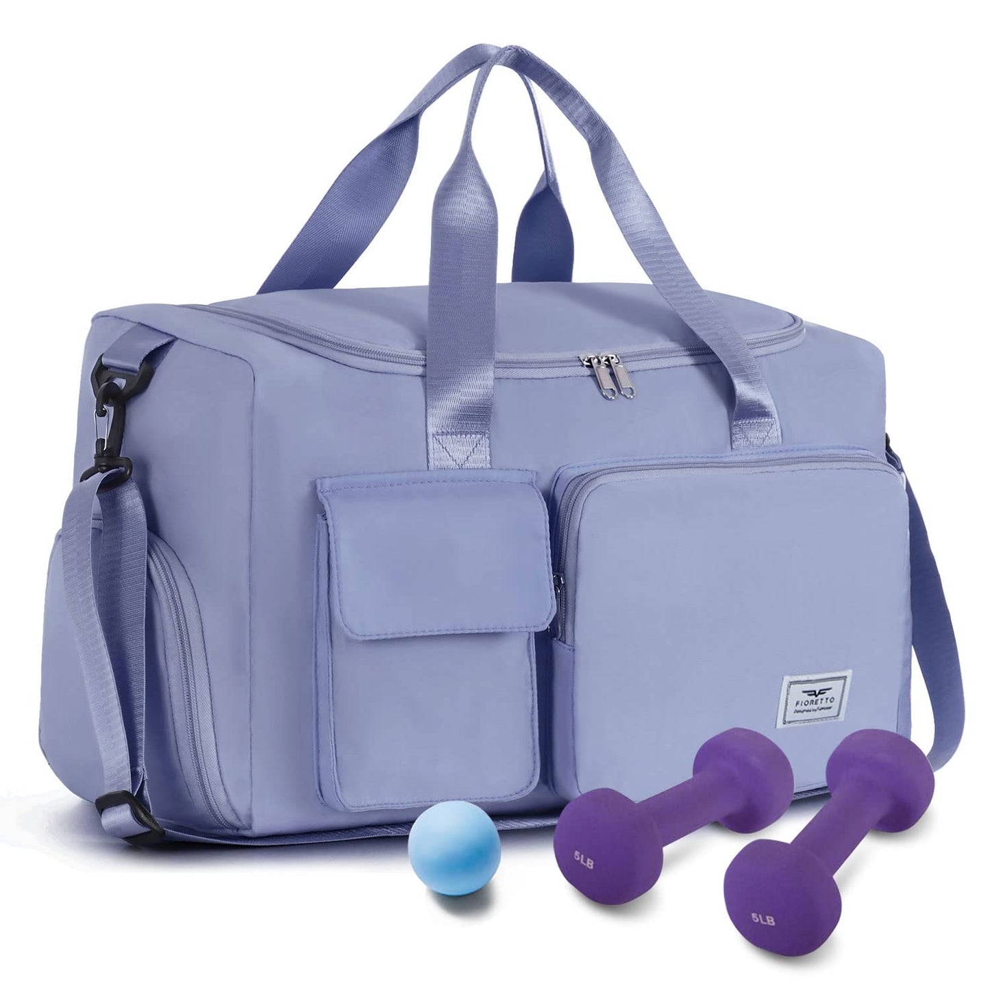 FIORETTO Women's Gym Duffle Bag with Shoes Compartment, 37L Capacity, Ideal for Travel, Gym, Sports, Duffel, Weekender
