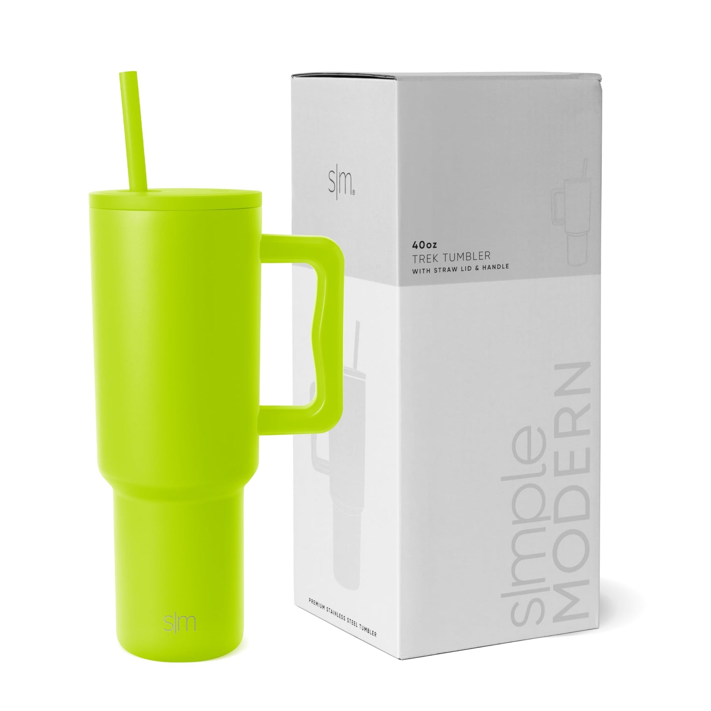 Simple Modern 40 oz Trek Tumbler with Handle and Straw Lid | Cup Holder Friendly Insulated Stainless Steel Travel Mug | Blue Dune