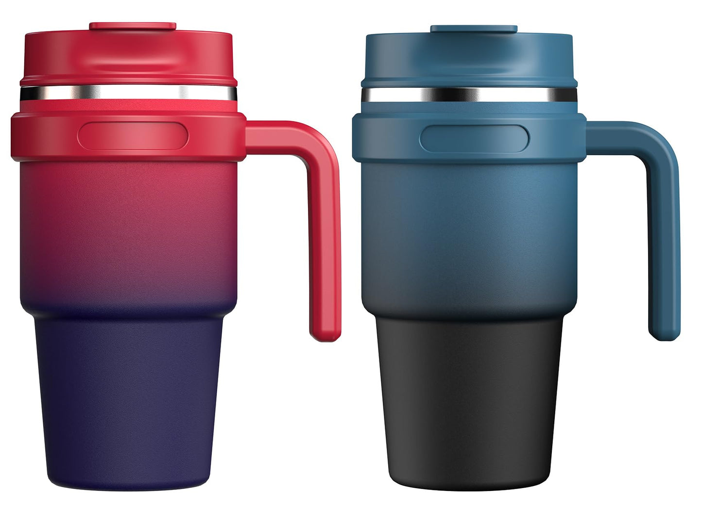 ALOUFEA 20 oz Insulated Coffee Mug Tumbler with Handle, Stainless Steel Travel Mug Tumbler with Lid and Straw,Double Wall Vacuum Leak Proof Ice Coffee Thermal Cup, Black