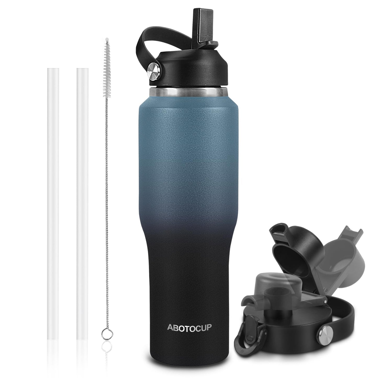 32oz Water Bottle Insulated with Powder Coated, Fit in Any Car Cup Holder, Water Bottles with Straw and Spout Lids, Stainless Steel Insulated Double Wall Leak-proof BPA Free to Keep Cold&Hot