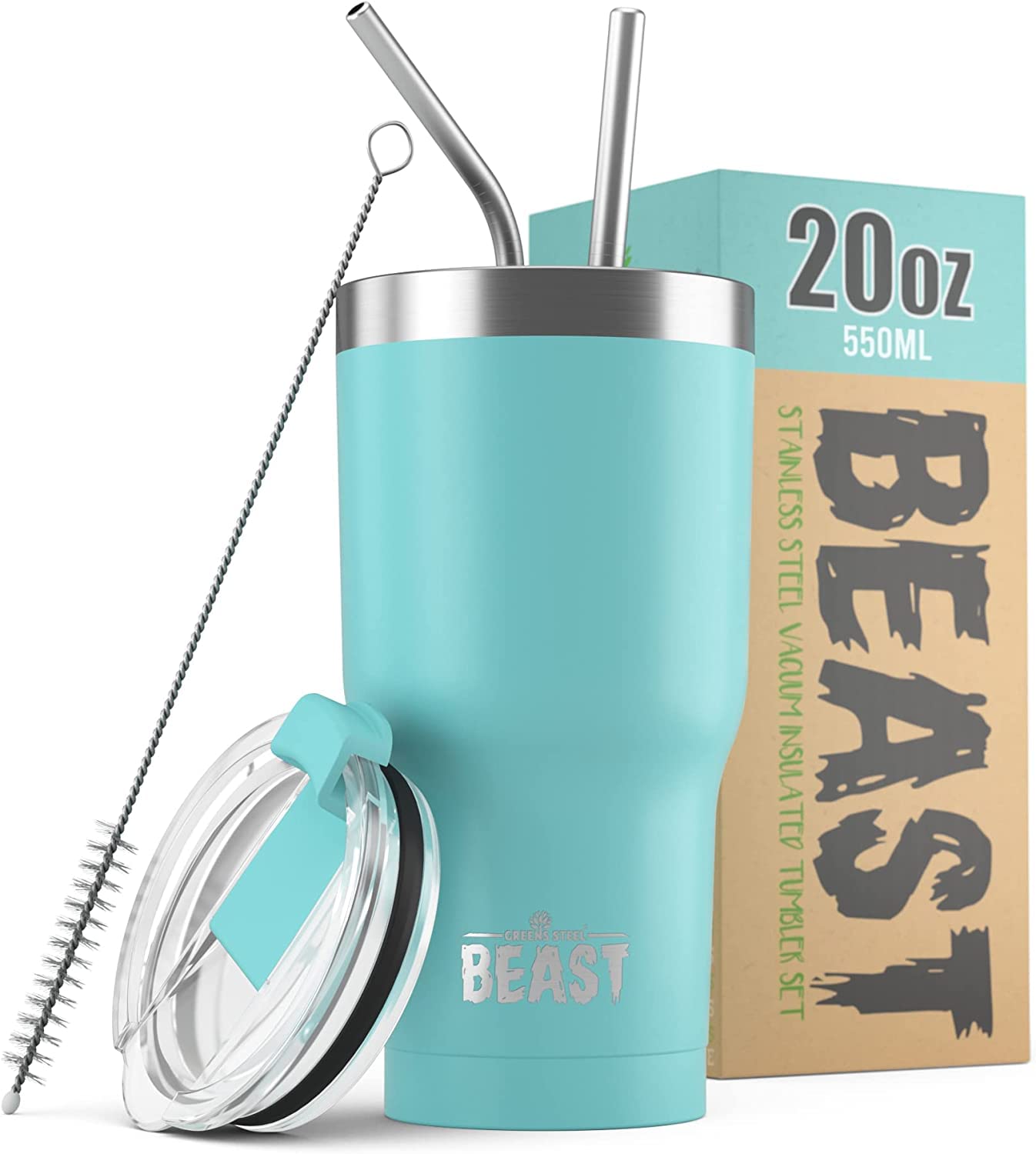 Beast 50 oz Tumbler Stainless Steel Vacuum Insulated Coffee Ice Cup Double Wall Travel Flask (Arctic White)