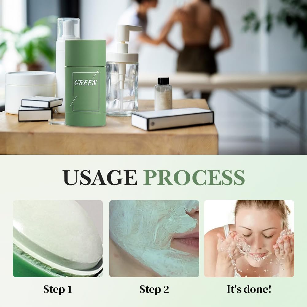 Green Tea Cleaning Paste, 2025 Upgrade Blackhead Remover Mask Green Tea Clay Stick for Face, Green Clay Mask Moisturizing Skin for Men and Women of All Skin Types (1Pcs)