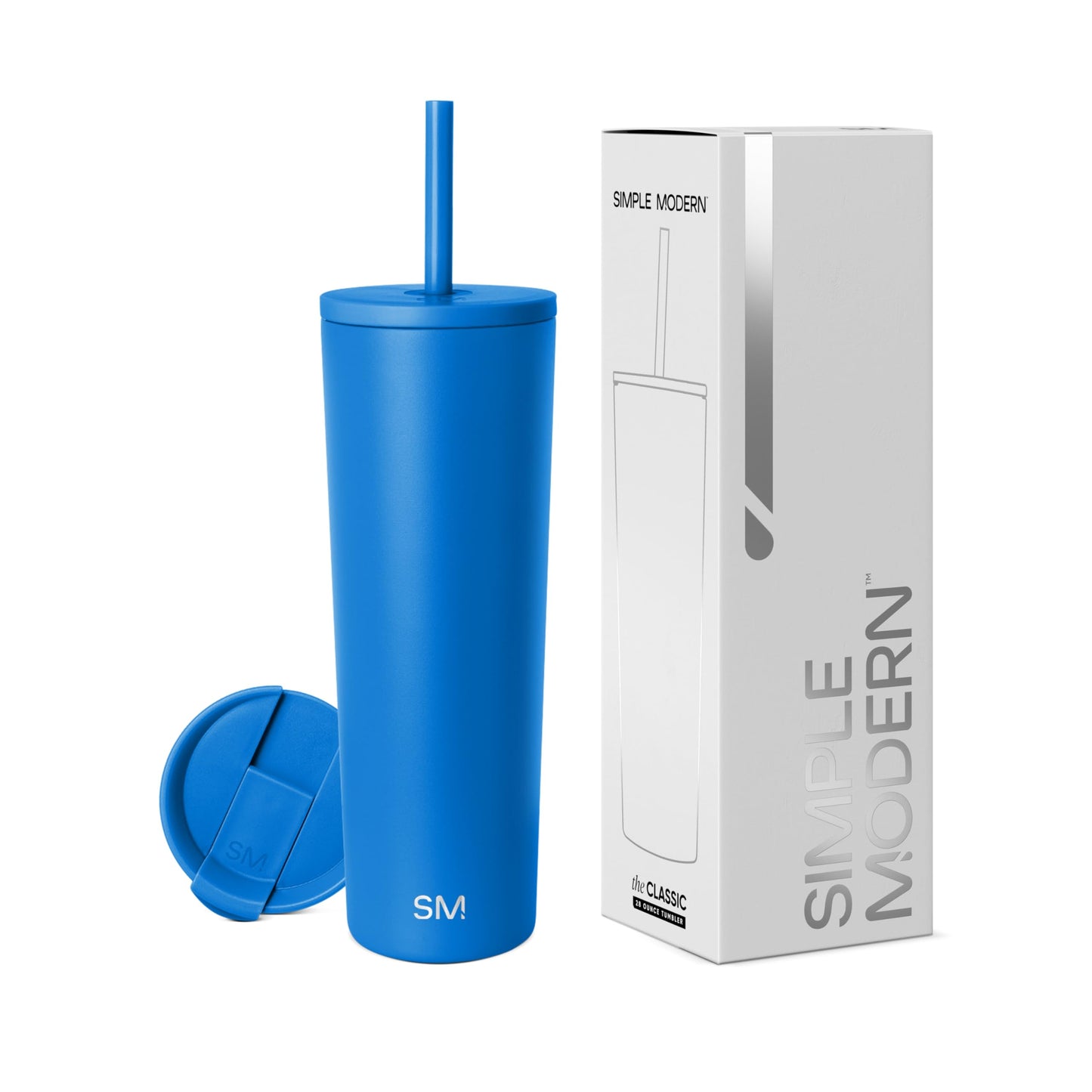 Simple Modern Insulated Tumbler with Lid and Straw | Iced Coffee Cup Reusable Stainless Steel Water Bottle Travel Mug | Gifts for Women Men Her Him | Classic Collection | 24oz | Midnight Black
