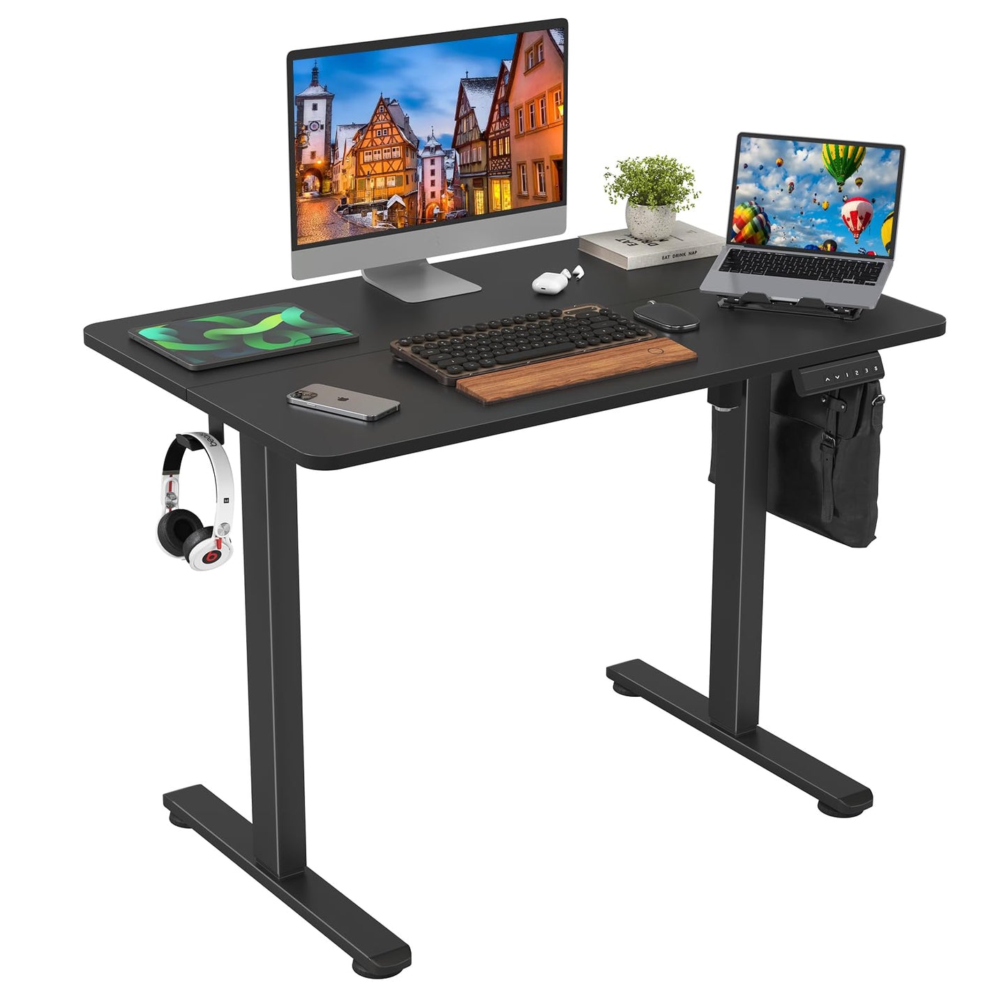 STARY Electric Standing Desk Adjustable Height Sit Stand Home Office Desk with Splice Board