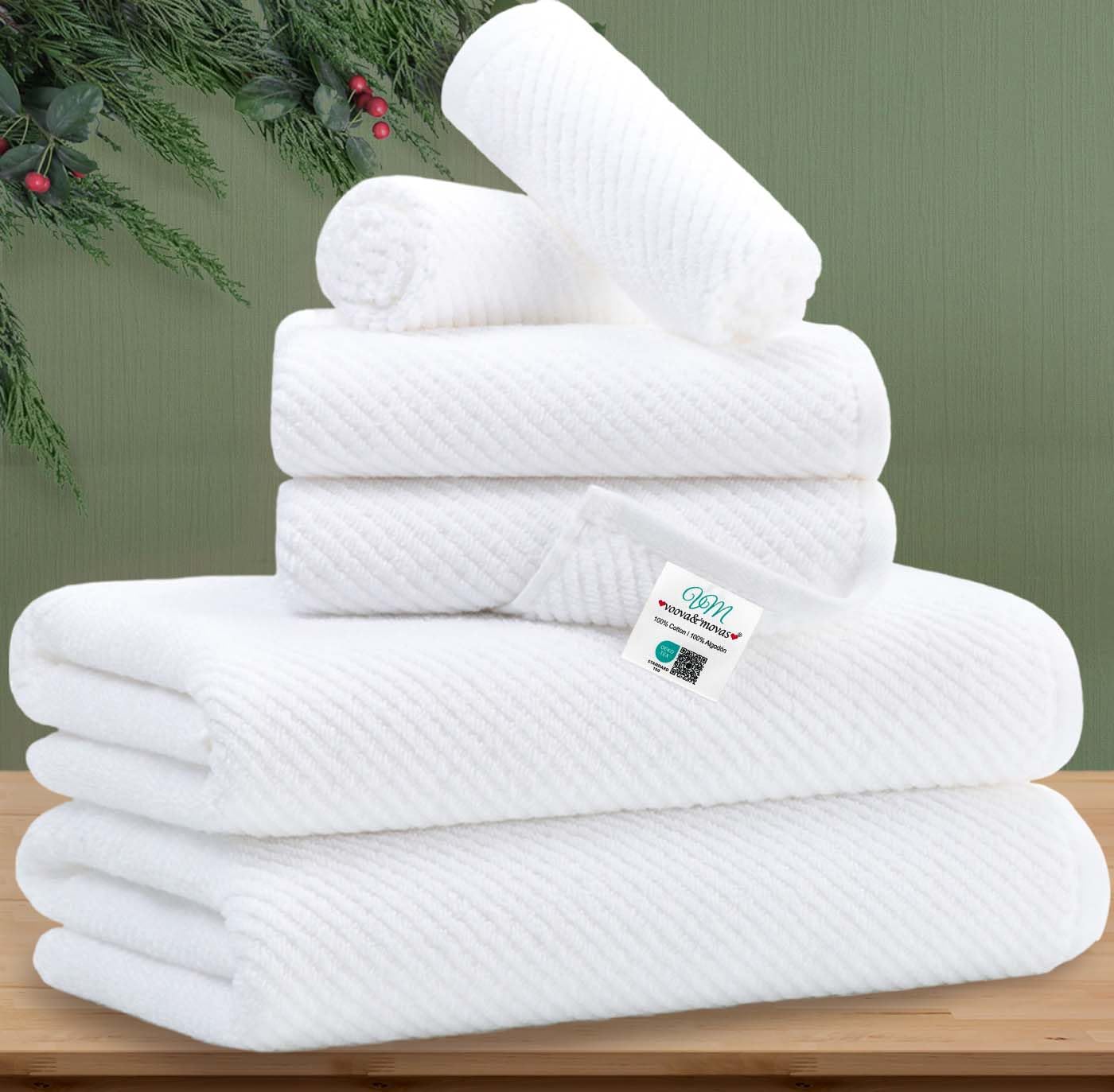 VOOVA & MOVAS Burgundy Towel Set - 100% Cotton | Lightweight | Soft | Quick Dry, 6 Piece Towel Set,2 Large Bath 30"x56", 2 Hand 18"x28", 2 Washcloths 13"x13", Towels Gift Set, Red Towels