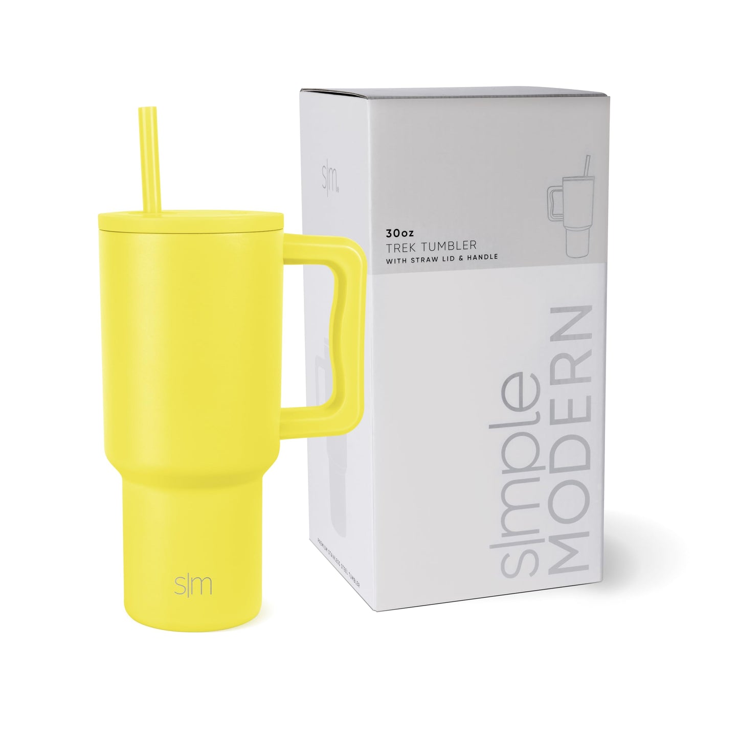 Simple Modern 40 oz Trek Tumbler with Handle and Straw Lid | Cup Holder Friendly Insulated Stainless Steel Travel Mug | Blue Dune