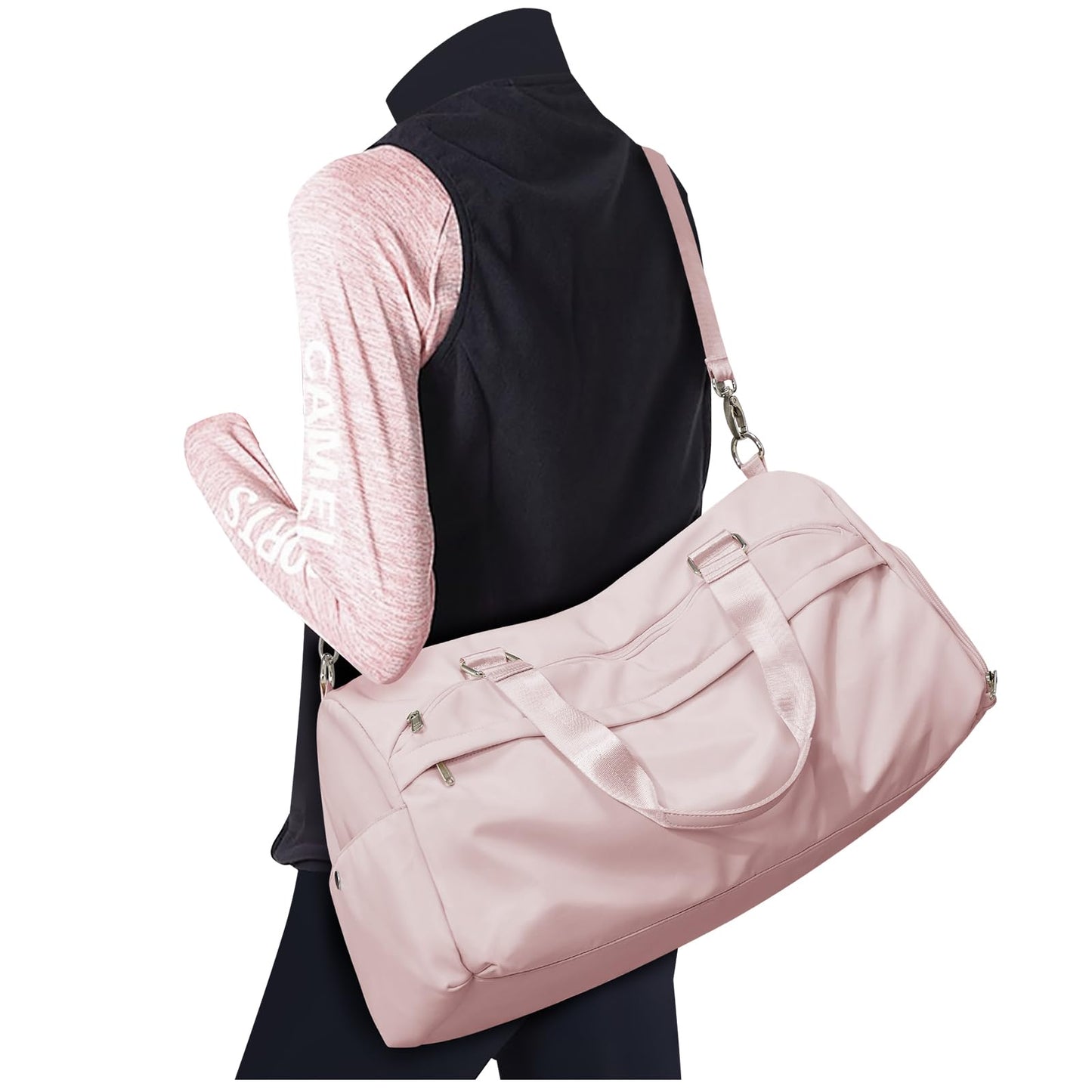 Small Gym Bag with Shoe Compartment, Workout Sport Duffle Bag for Women Travel, Waterproof Shoulder Overnight Bags Lightweight Carry on Tote Bags for Swim, Yoga, Dance