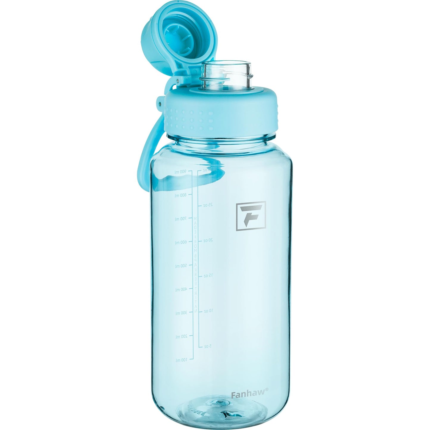 Fanhaw 32 oz Clear Water Bottle with Fast-Flow Spout Lid, BPA-Free Tritan, Wide Mouth, Leakproof, Reusable Bottle for Gym, School, Office, Travel (Clear&Black)