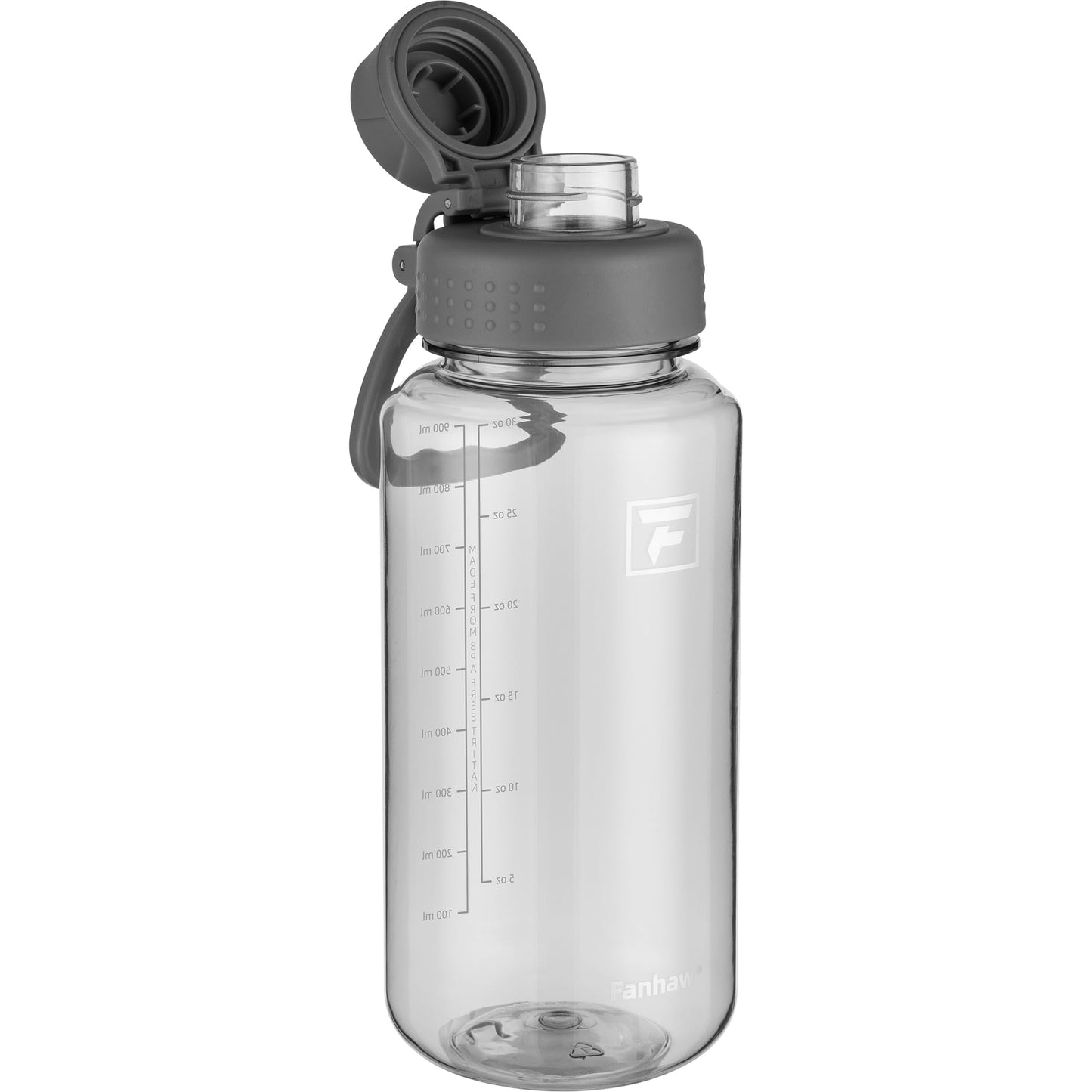 Fanhaw 32 oz Clear Water Bottle with Fast-Flow Spout Lid, BPA-Free Tritan, Wide Mouth, Leakproof, Reusable Bottle for Gym, School, Office, Travel (Clear&Black)