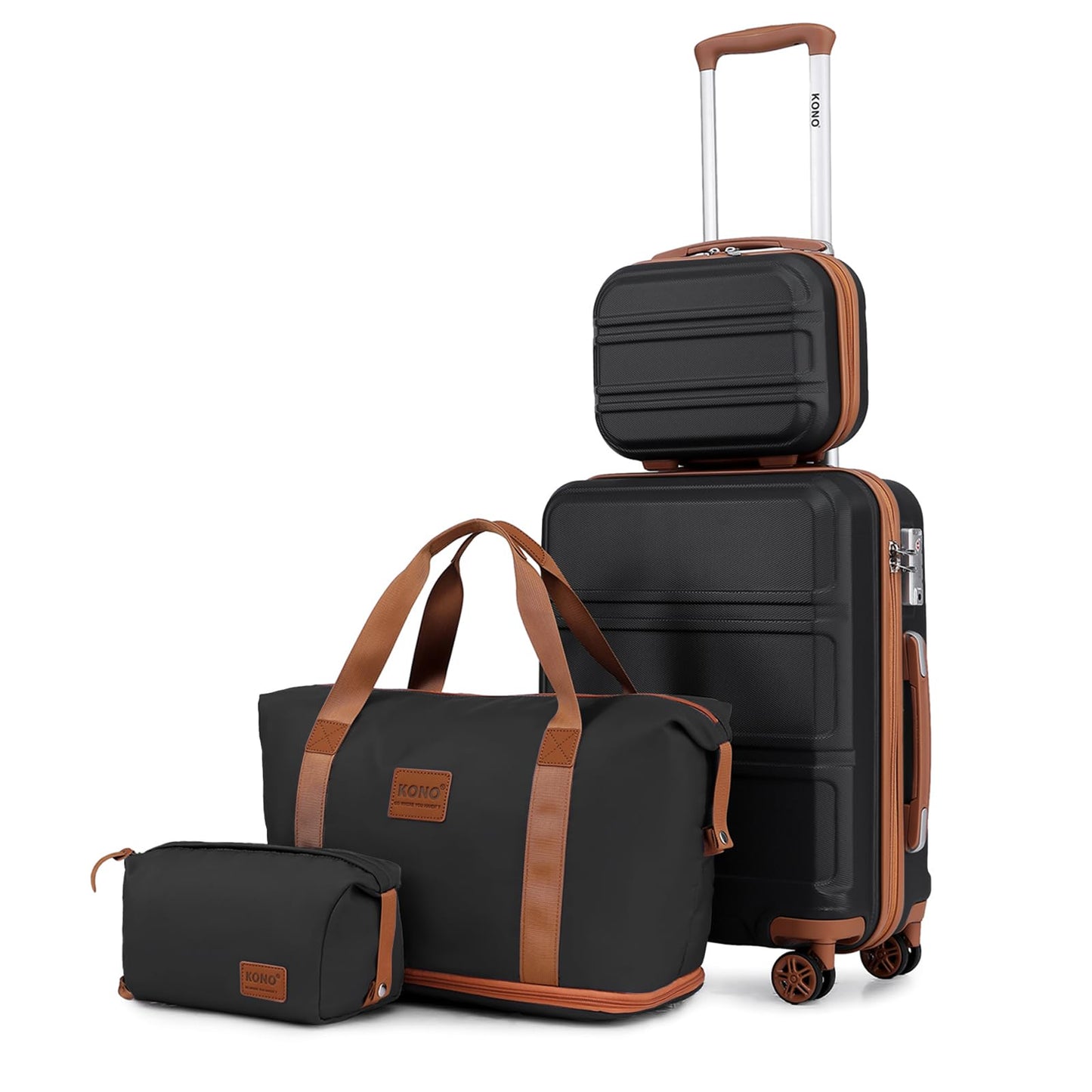 Kono 3 Piece Luggage Sets Expandable(only 28") Lightweight with Spinner Wheels TSA Lock Hardside Travel Rolling Suitcases 20in 24in 28in Carry on Pink