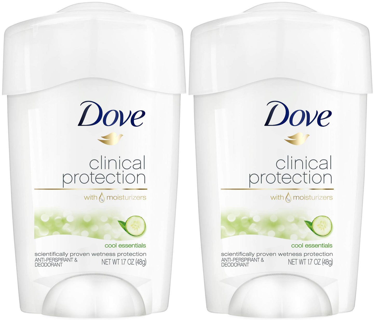 Dove Clinical Protection Antiperspirant Deodorant For Sweat and Odor Protection Original Clean Antiperspirant For Women Made With 1/4 Moisturizers 1.7 oz