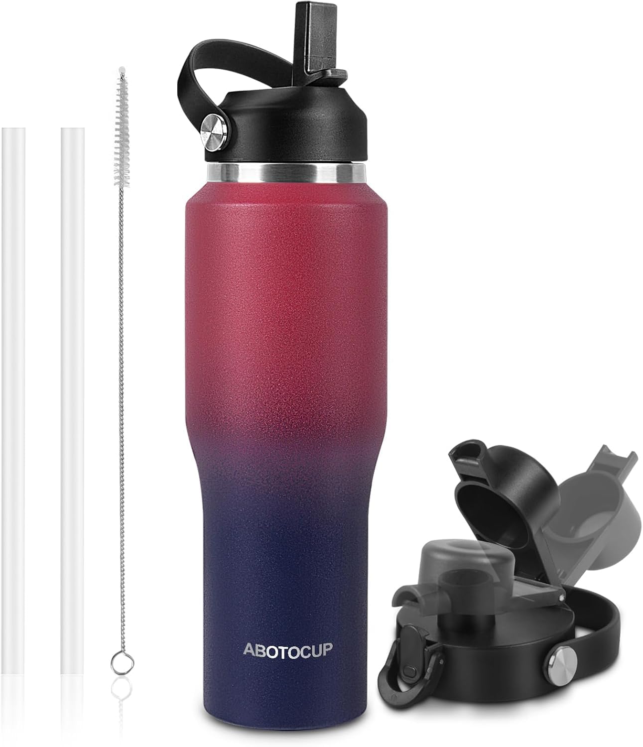 32oz Water Bottle Insulated with Powder Coated, Fit in Any Car Cup Holder, Water Bottles with Straw and Spout Lids, Stainless Steel Insulated Double Wall Leak-proof BPA Free to Keep Cold&Hot