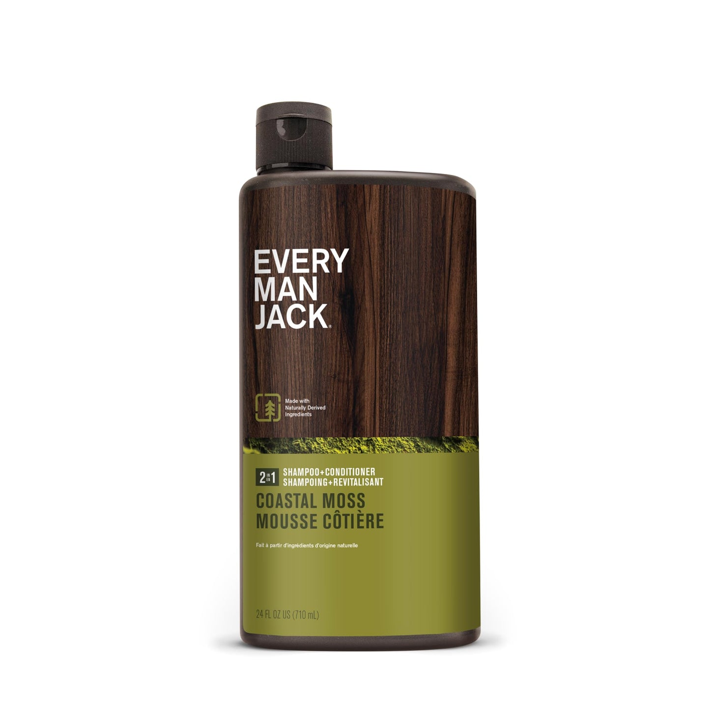 Every Man Jack 2-in-1 Daily Shampoo + Conditioner - Amber + Sandalwood | Nourishing For All Hair Types, Naturally Derived, Cruelty-Free Shampoo and Conditioner Set for Men | 24oz -1 Bottle