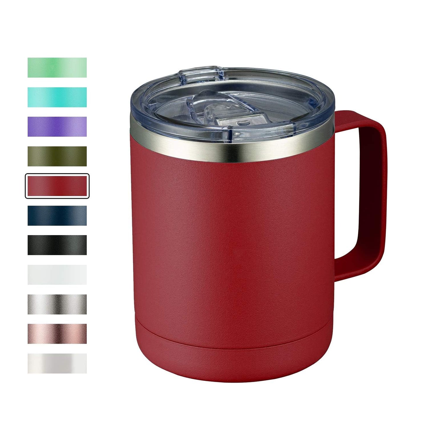 MEWAY 12oz Coffee Mug With Handle and Sliding Lid,Stainless Steel Travel Tumbler Cup with Handle,Double Wall Vacuum Insulated Camping Cup for Hot & Cold Drinks Tea (Purple,Set of 1)