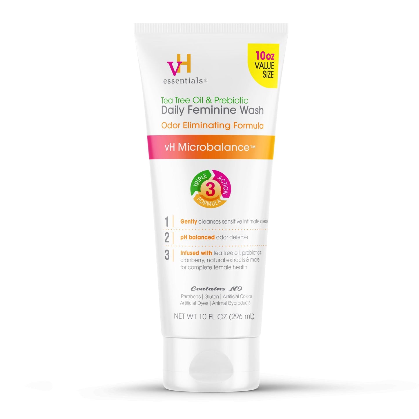 vH essentials, Ph Balanced Daily Feminine Wash, Tea Tree Oil & Prebiotic, 6, Fl Oz, (Pack Of 1) 54306 Clear