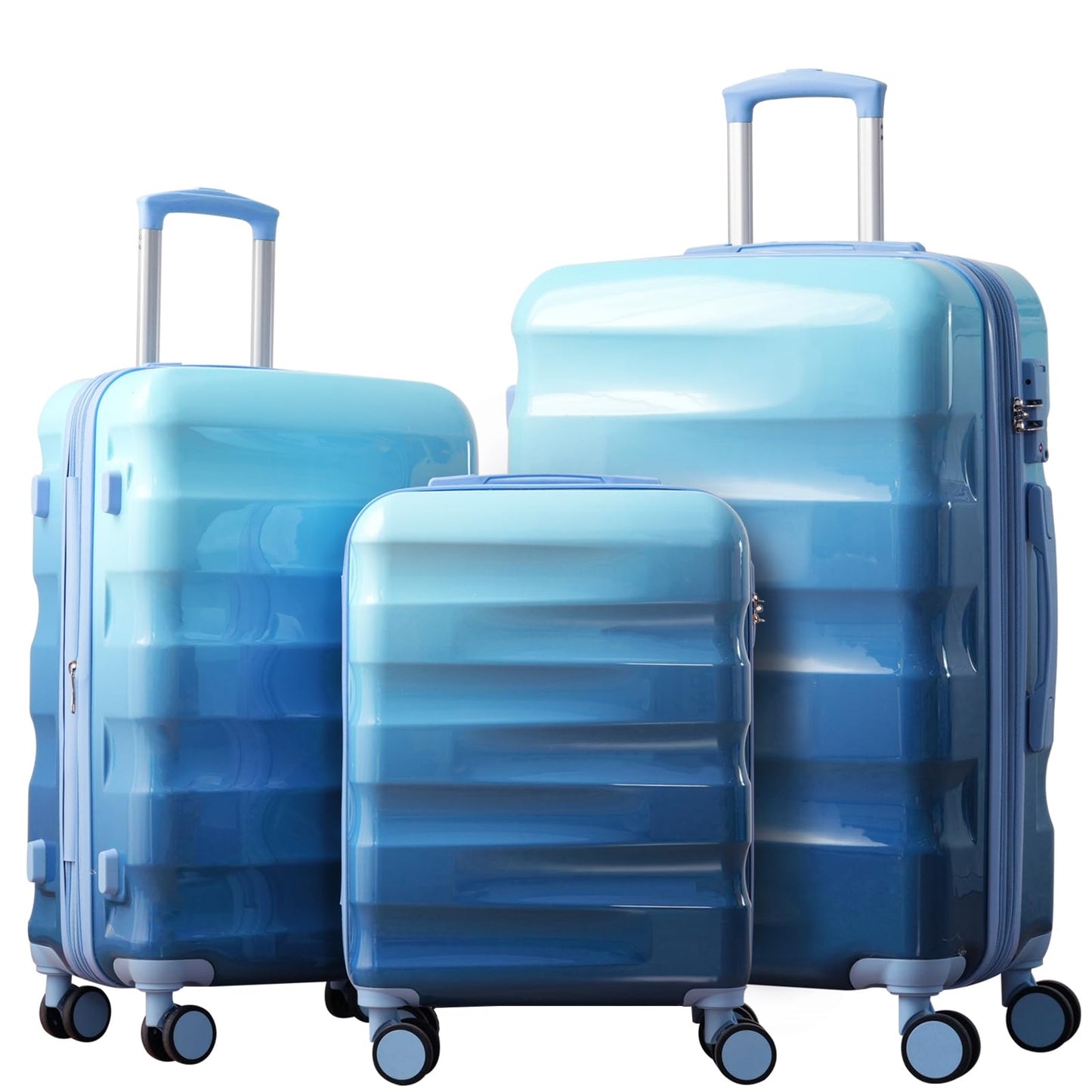 Merax 3 Piece ABS Hardshell Luggage Sets Spinner Wheel Suitcase TSA Lock Suit Case, Rosybrown, 20/24/28 Inch