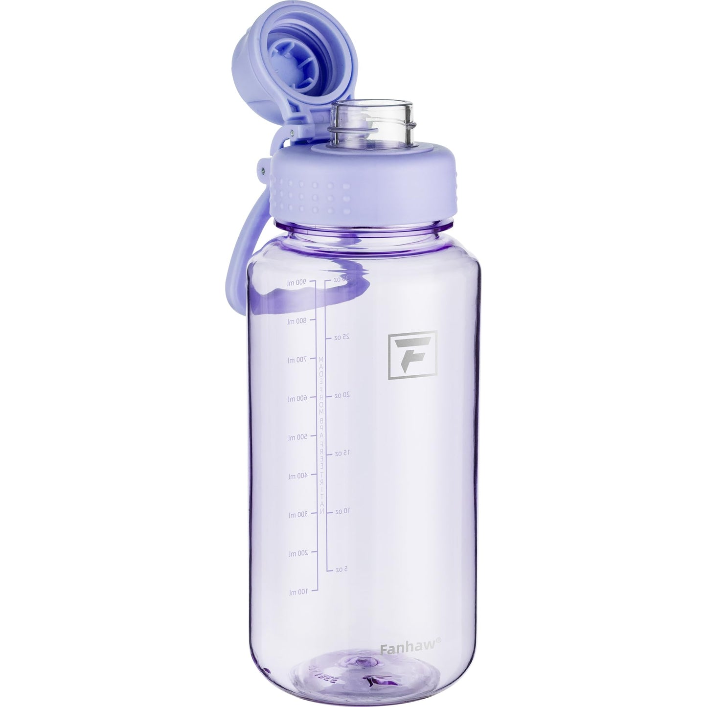 Fanhaw 32 oz Clear Water Bottle with Fast-Flow Spout Lid, BPA-Free Tritan, Wide Mouth, Leakproof, Reusable Bottle for Gym, School, Office, Travel (Clear&Black)
