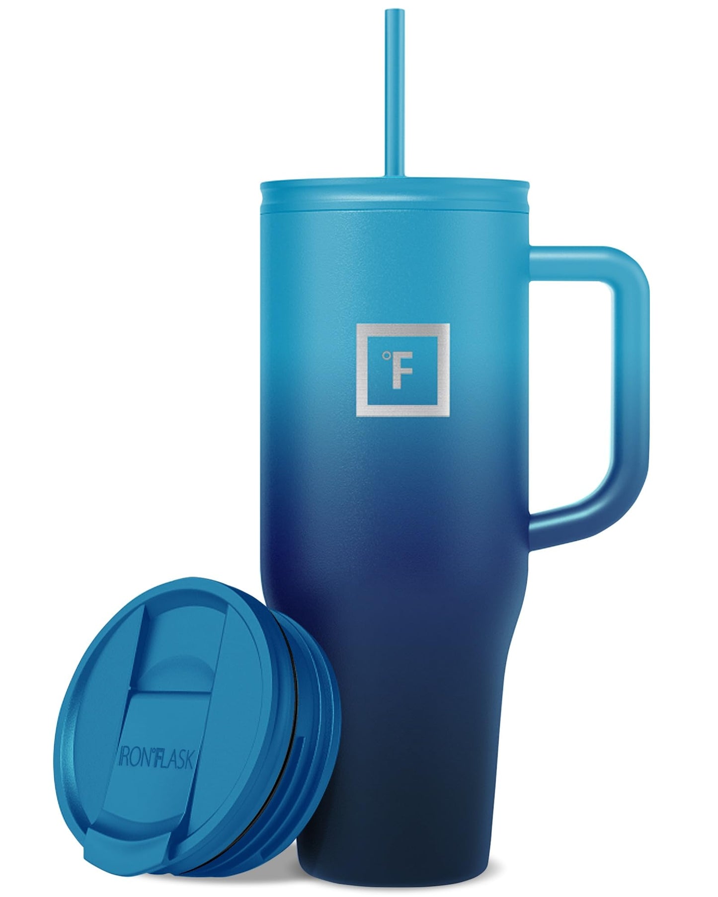 IRON °FLASK Co-Pilot Insulated Mug w/Straw & Flip Cap Lids - Cup Holder Bottle for Hot, Cold Drink - Leak-Proof - Water, Coffee Portable Travel Mug - Aurora, 32 Oz