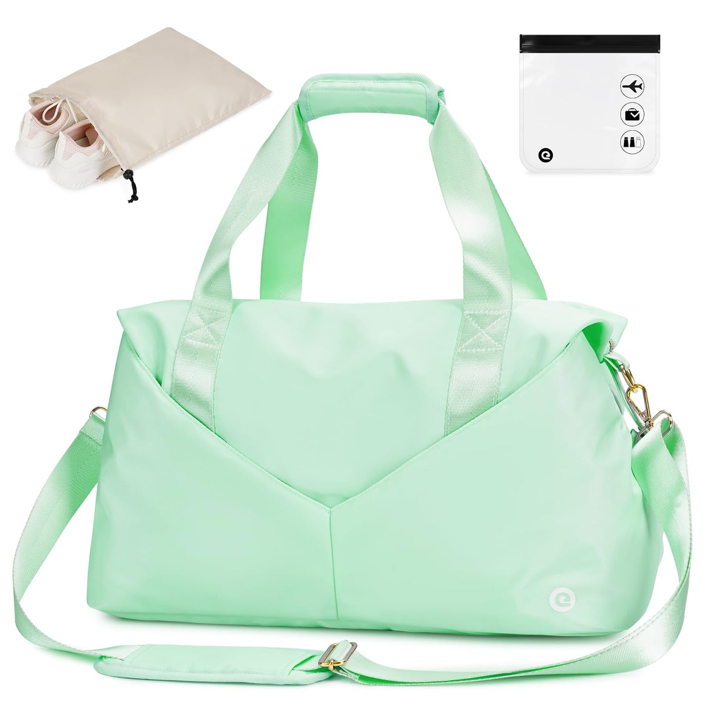 Ceneda 20" Gym Duffel Bag with Wet Pocket Shoes Compartment Portable Overnight Weekender Bag Travel bag Yoga Bag for Women (Celadon)
