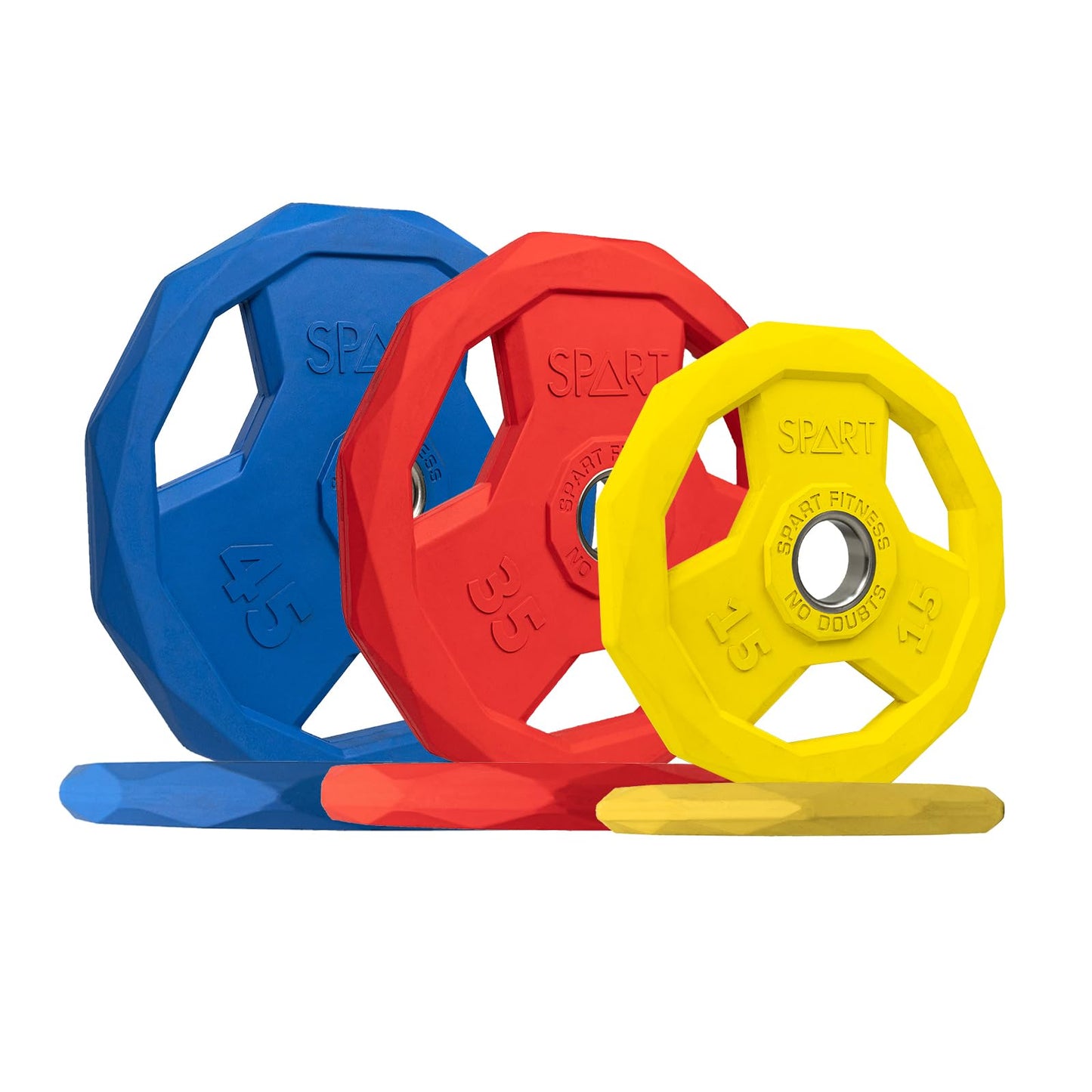 SPART Color Coded Weight Plate 2-Inch Rubber Coated Olympic Grip Plate for Barbell, Solid Cast Iron Weight Plates for Strength Training, Weightlifting, Crossfit, Home Gym, 2.5LB/5LB/10LB/25LB/35LB/45LB, Pair