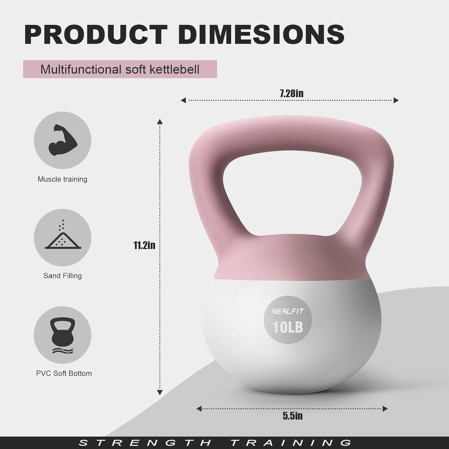 Soft Kettlebell 5LB/10LB/15LB/20LB/25LB, Kettlebells Set Soft Kettle Bell Anti-Slip Grip Weight for Home Gym Strength Training