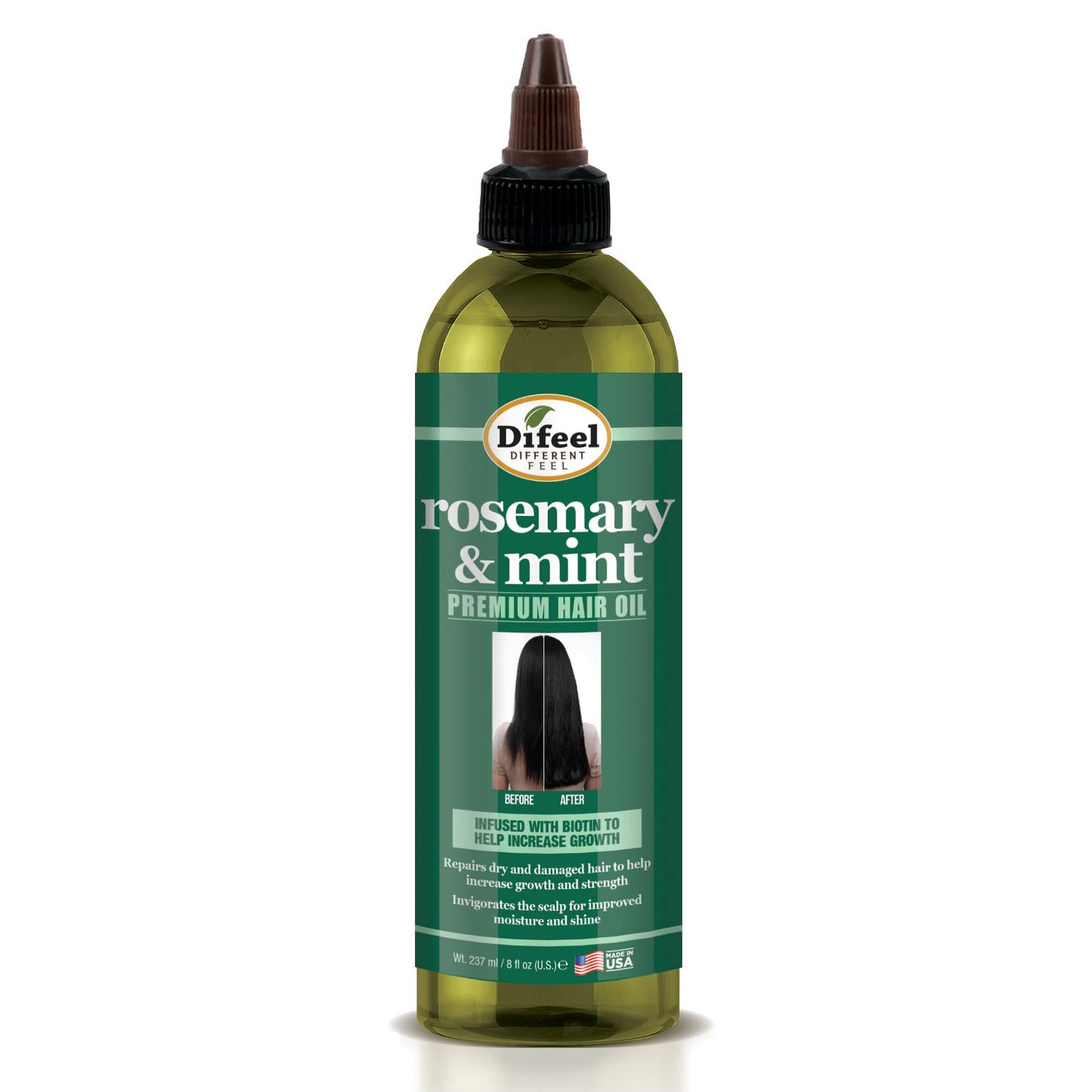 Difeel 99% Natural Premium Hair Oil - Caffeine & Castor Fastest Hair Growth, 8 oz.