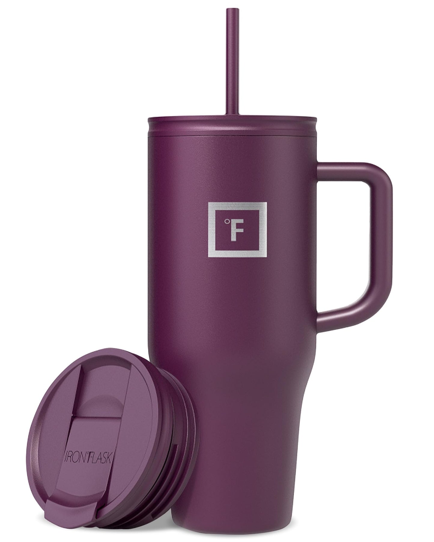 IRON °FLASK Co-Pilot Insulated Mug w/Straw & Flip Cap Lids - Cup Holder Bottle for Hot, Cold Drink - Leak-Proof - Water, Coffee Portable Travel Mug - Aurora, 32 Oz
