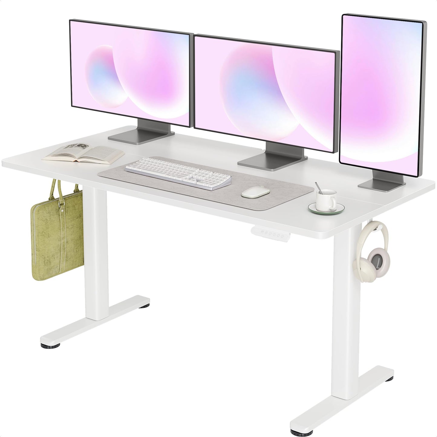 INNOVAR Electric Standing Desk, Adjustable Height Stand up Desks, 48 x 24 Inches Sit Stand up Desk for Home Office Computing, 3-Preset Memory Height Ergonomic Rising Desks, Black