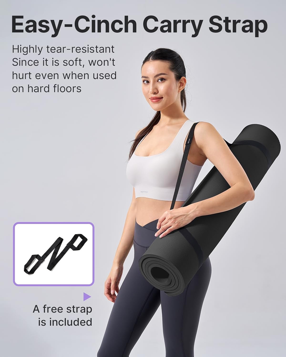 YOTTOY Yoga Mat,Extra Thick Yoga Mat (1/2inch),Professional TPE Exercise Mat,Non-Slip Workout Mat for Yoga, Pilates, Fitness, Barefoot Workouts, Home Gym Studio with Strap