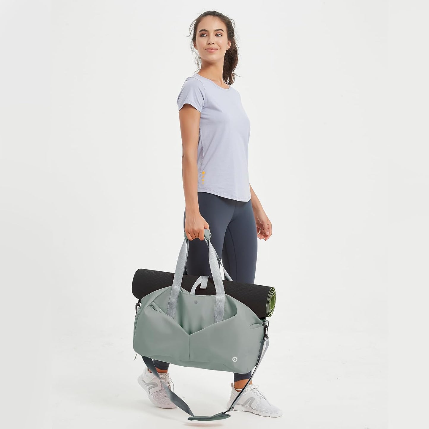 Ceneda 20" Gym Duffel Bag with Wet Pocket Shoes Compartment Portable Overnight Weekender Bag Travel bag Yoga Bag for Women (Celadon)