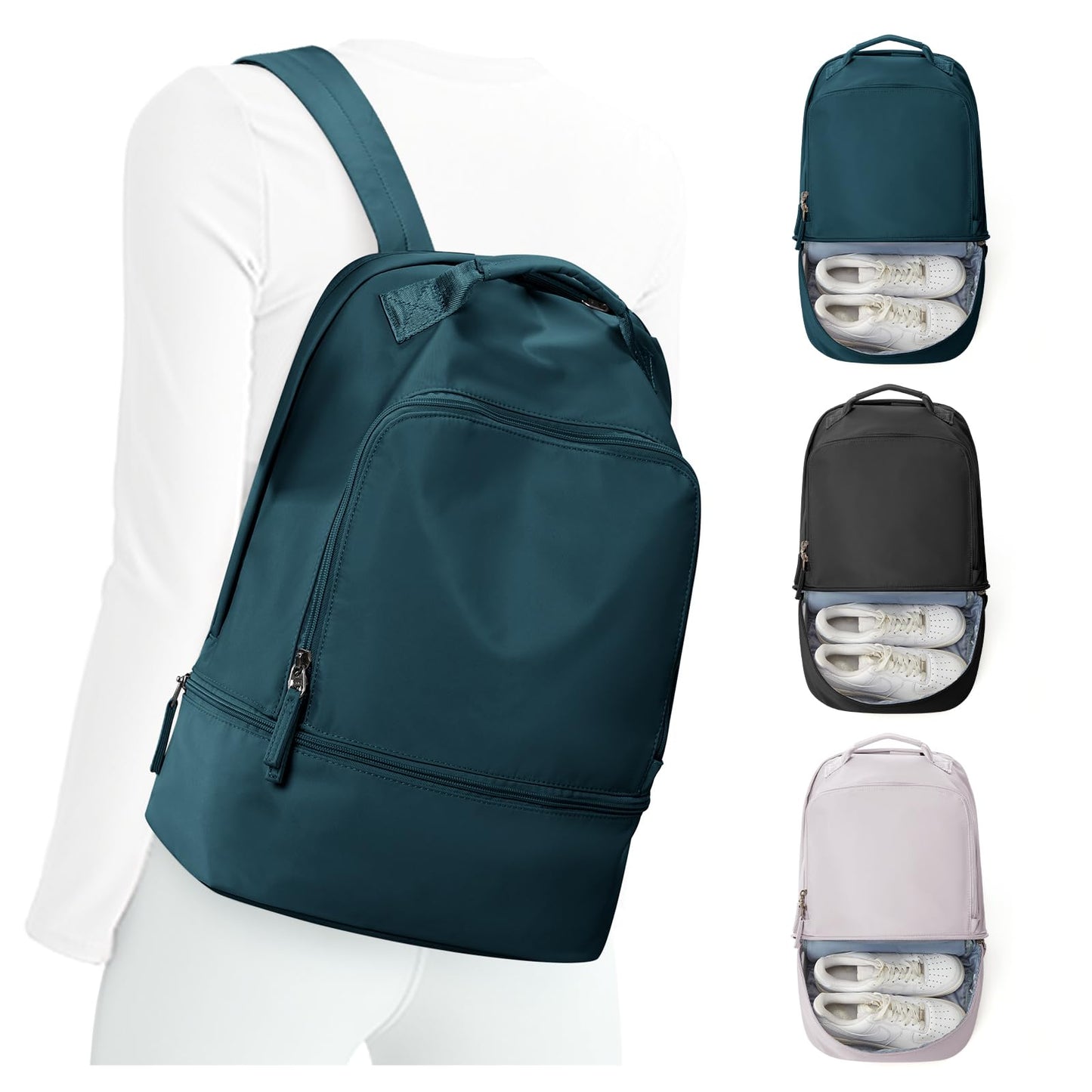 Gym Backpack for Women Men, Lightweight Gym Bag with Shoe Compartment, Waterproof Sports Backpack with Wet Pocket, Black