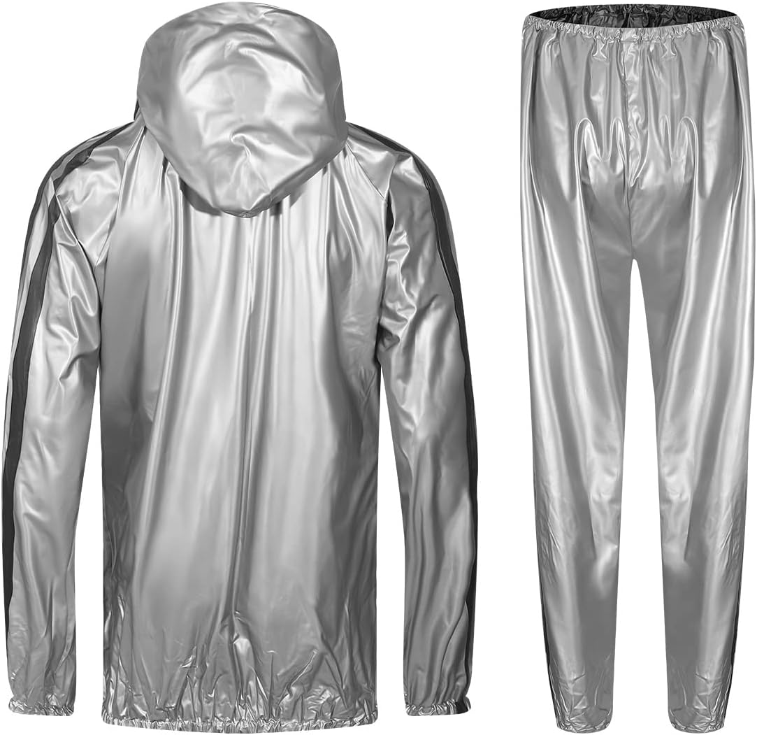 Heavy Duty Fitness Sweat Suit Heat Trapping Sauna Suit Gym Exercise Heat Shaper Button Jacket Pant