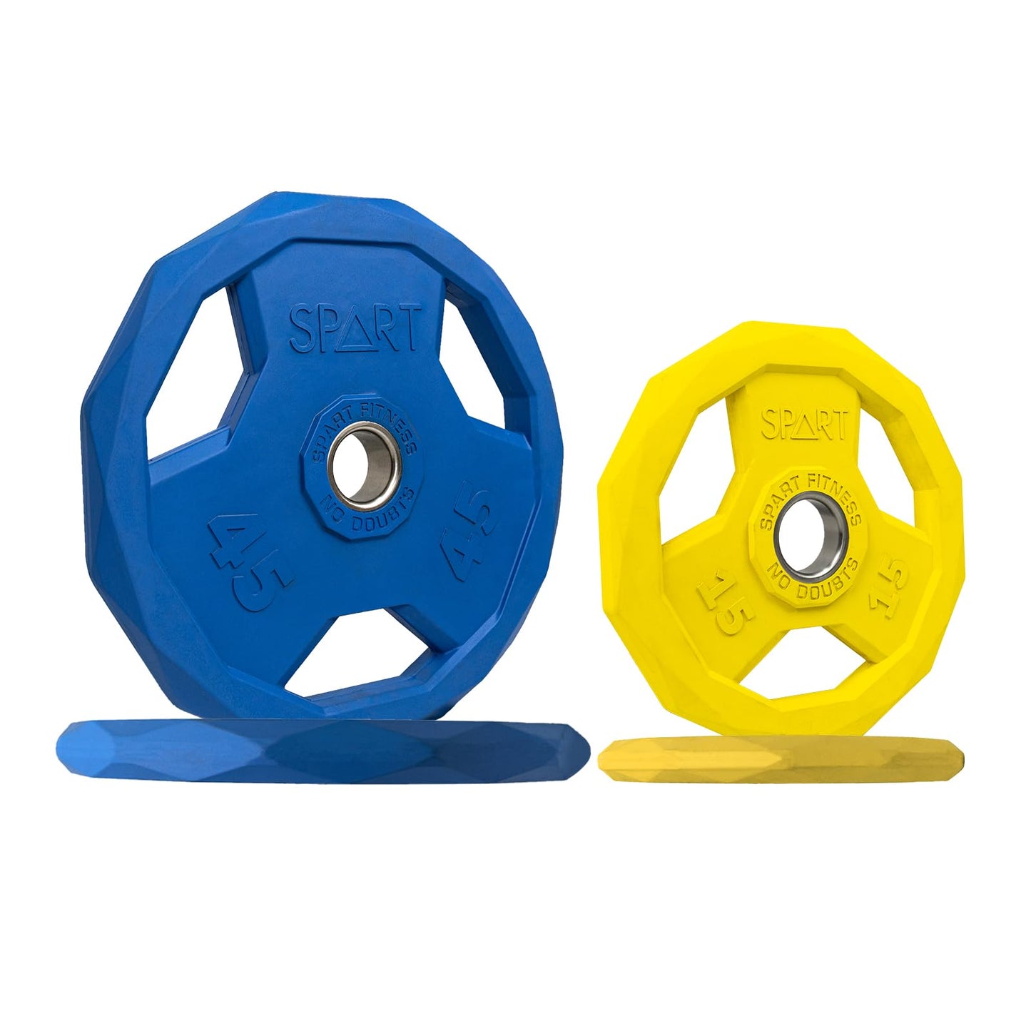 SPART Color Coded Weight Plate 2-Inch Rubber Coated Olympic Grip Plate for Barbell, Solid Cast Iron Weight Plates for Strength Training, Weightlifting, Crossfit, Home Gym, 2.5LB/5LB/10LB/25LB/35LB/45LB, Pair