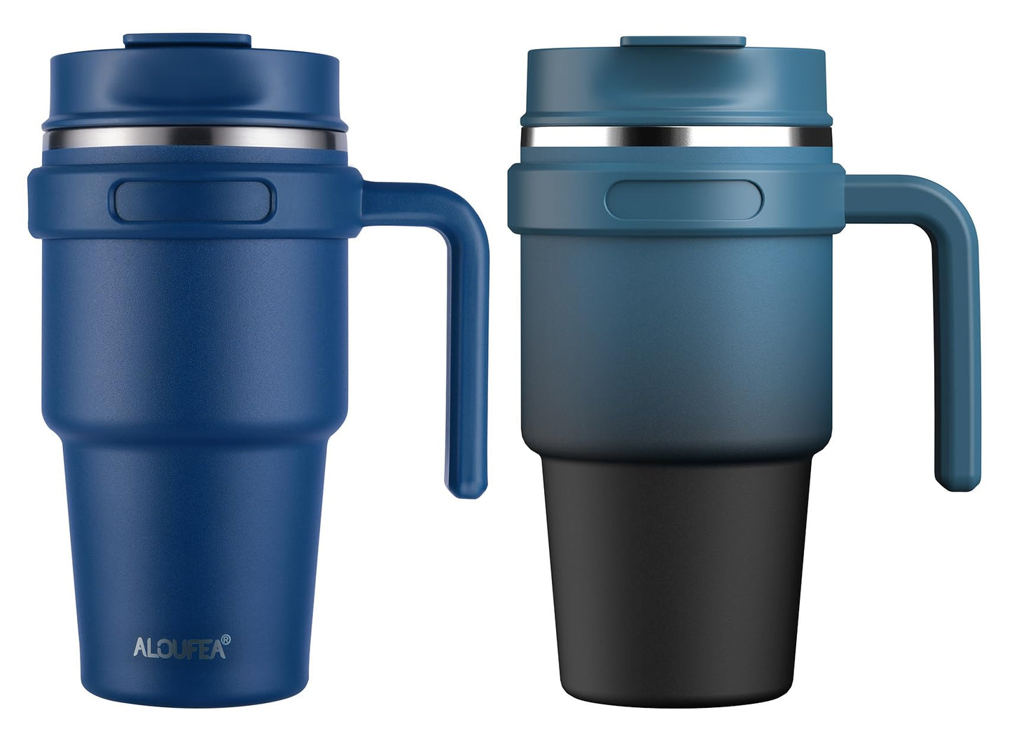 ALOUFEA 20 oz Insulated Coffee Mug Tumbler with Handle, Stainless Steel Travel Mug Tumbler with Lid and Straw,Double Wall Vacuum Leak Proof Ice Coffee Thermal Cup, Black